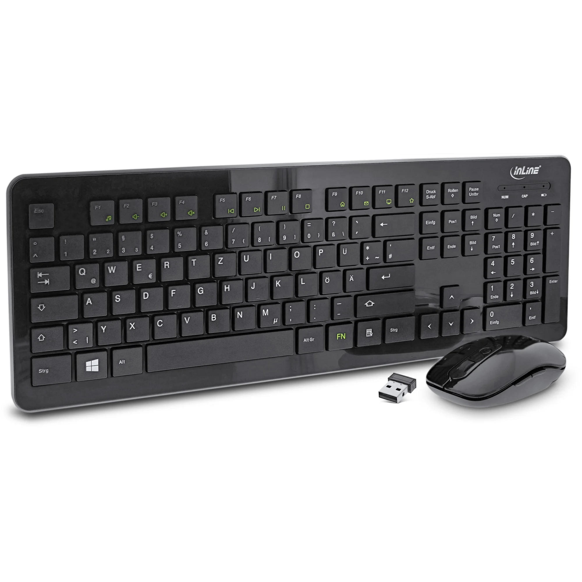InLine Design Desktop, Tast.-Maus Set, USB 2,4GHz, max. 1600dpi, schwarz