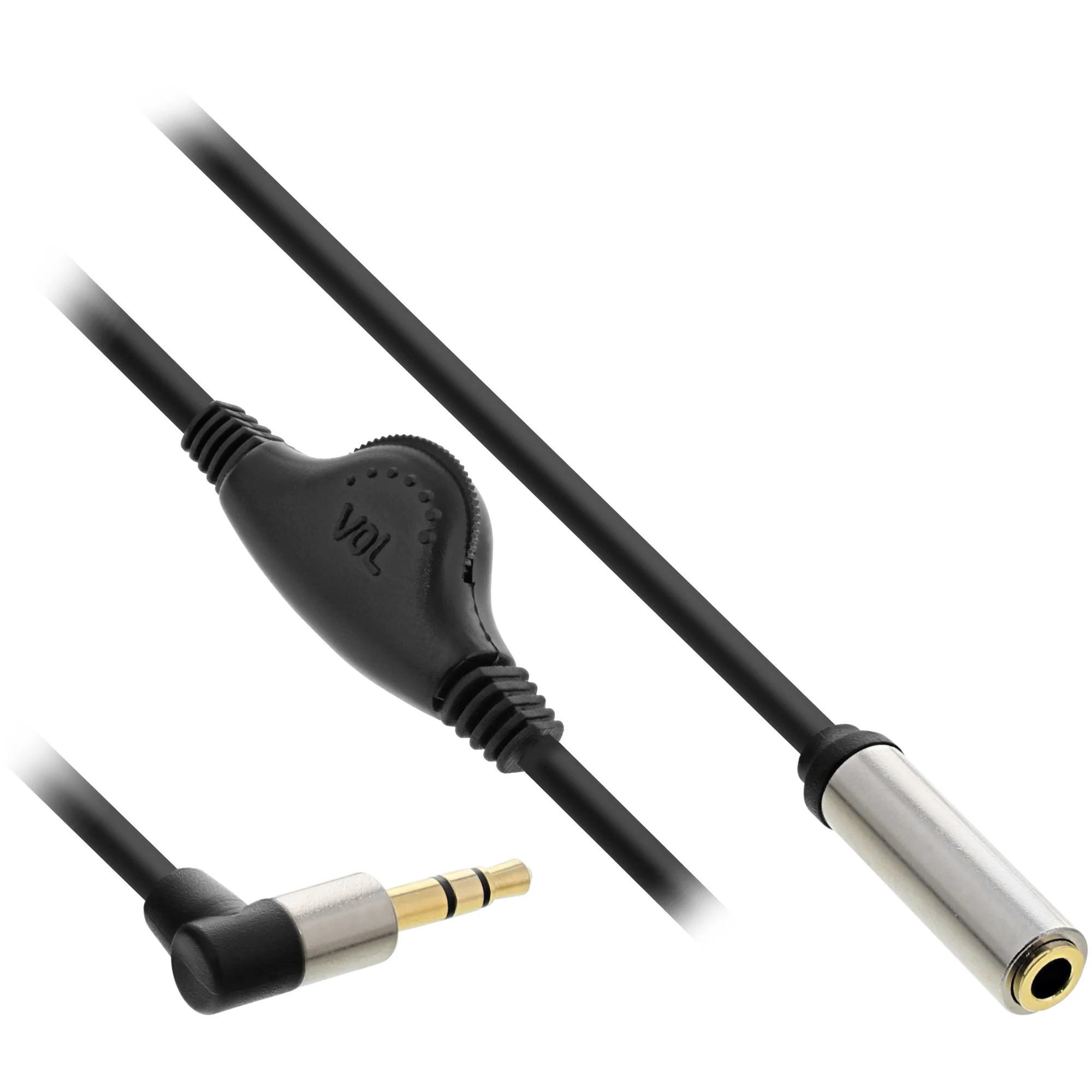 InLine Slim Audio Kabel Klinke 3,5mm ST gewinkelt / BU, mit Lautstärkeregler