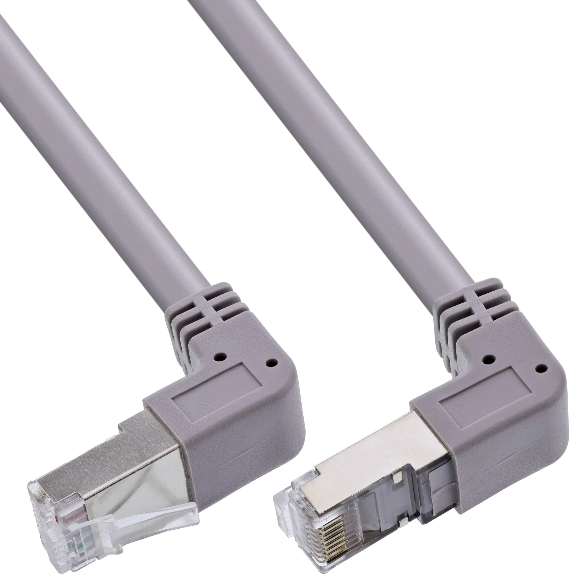 InLine Patchkabel oben/unten gewinkelt, S/FTP (PiMf), Cat.6, PVC, grau, 2,67m