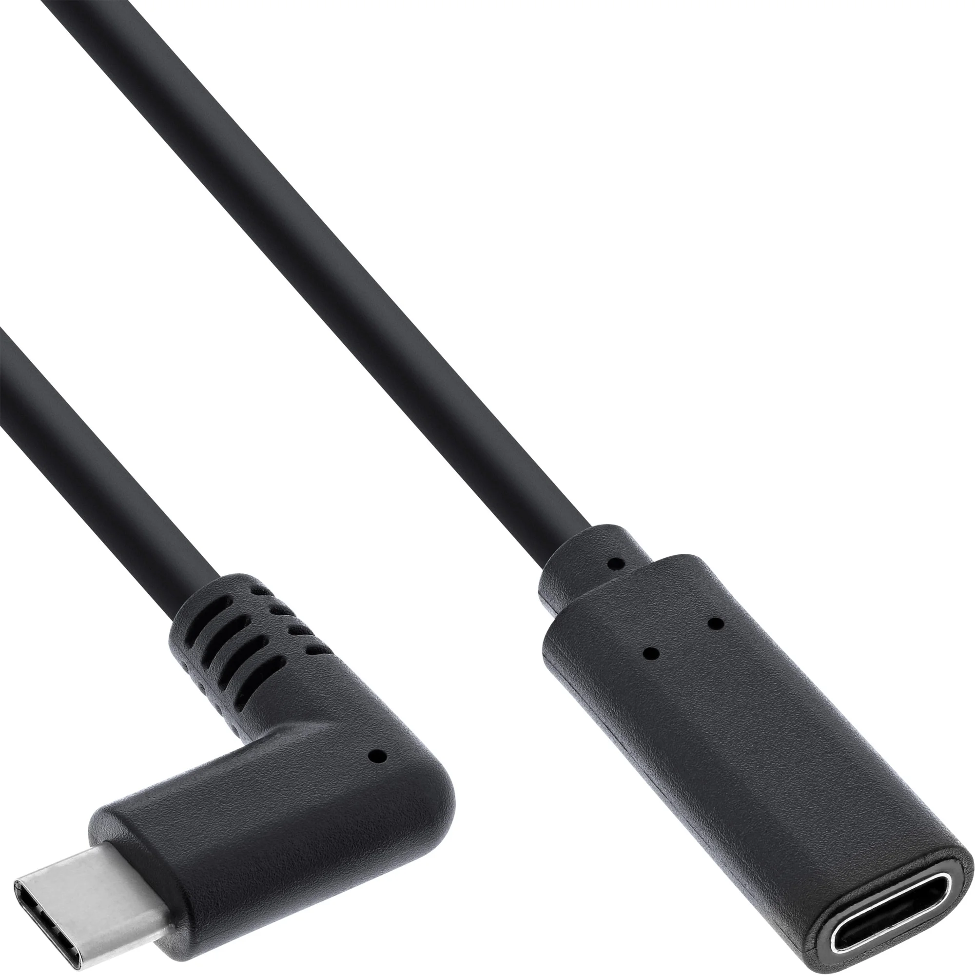 InLine USB 3.2 Gen.1x2 Kabel, USB-C Verl., ST gewinkelt auf BU, schwarz 2m