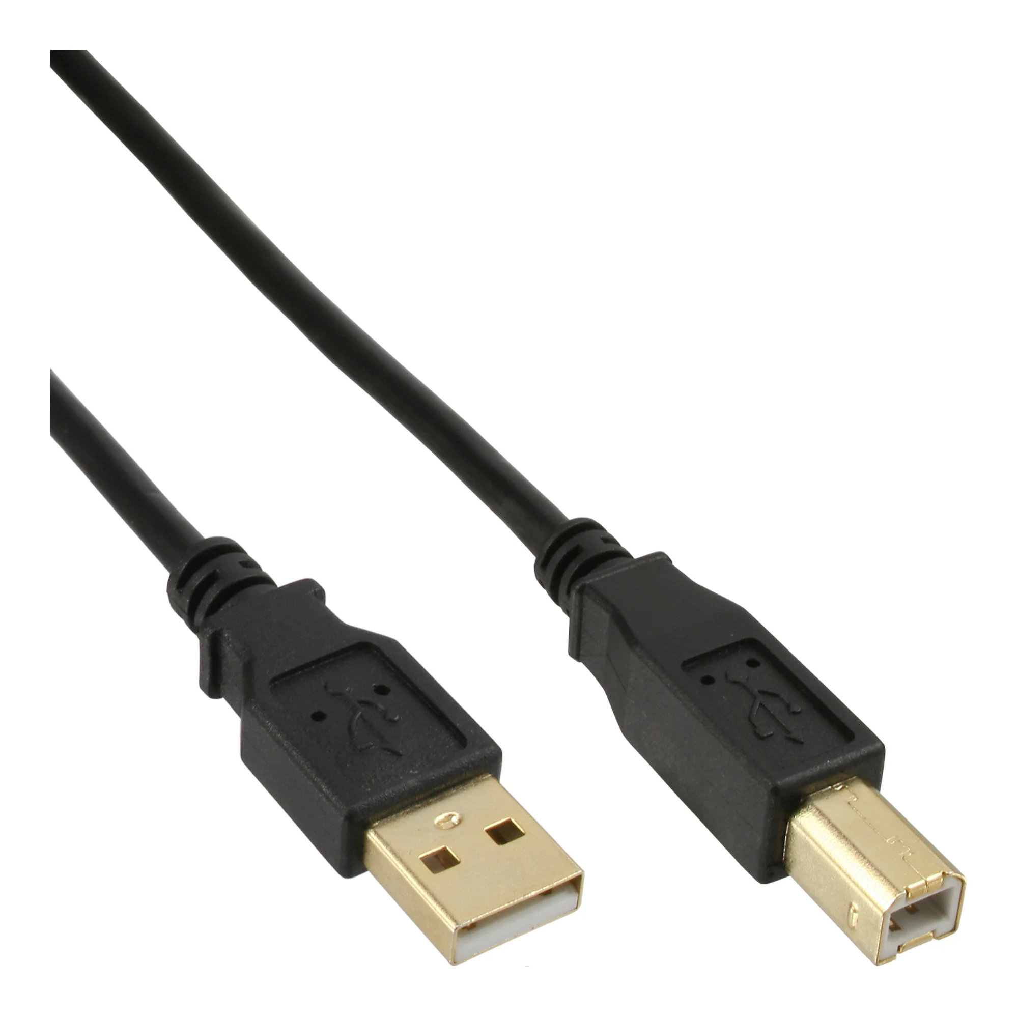 InLine USB 2.0 Kabel, A an B, schwarz, Kontakte gold, 1,5m