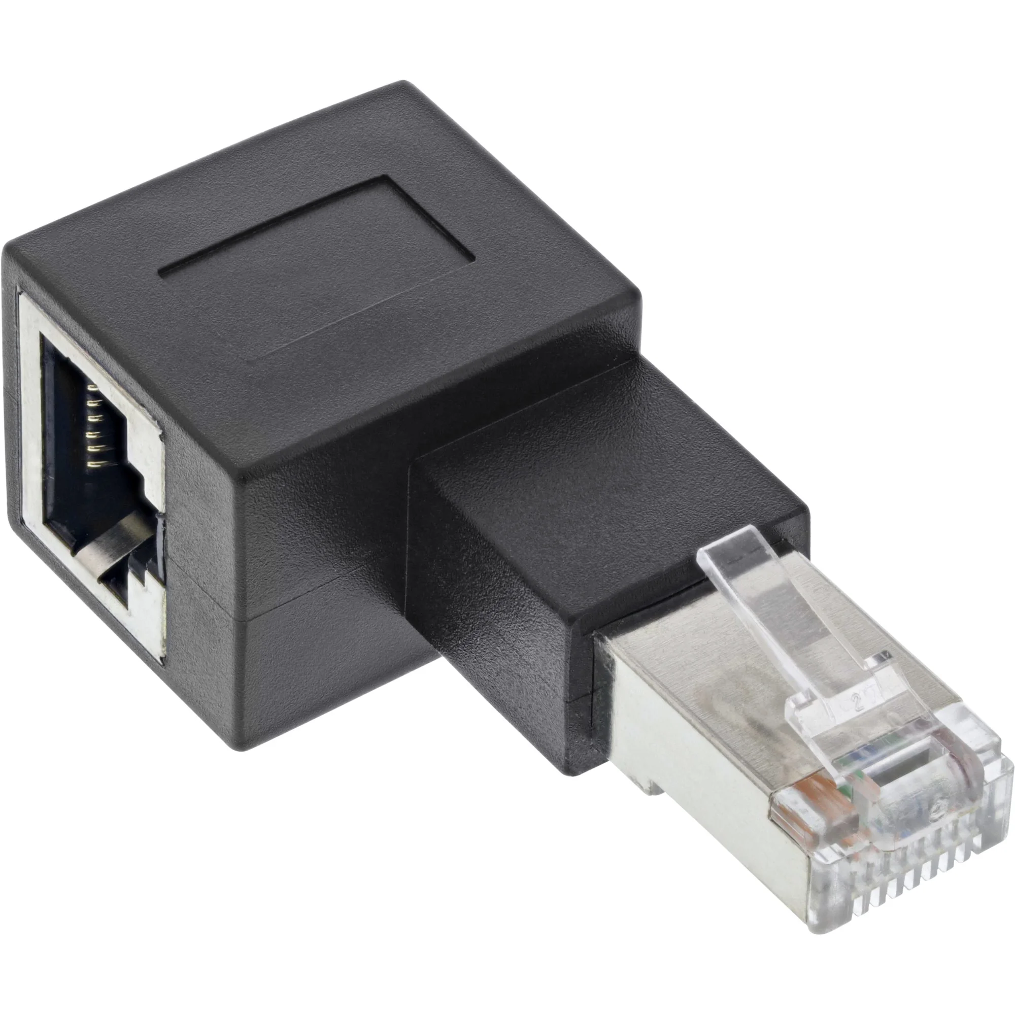 InLine Patchkabel-Adapter Cat.6A, RJ45 Stecker/Buchse, 90° nach links gewinkelt