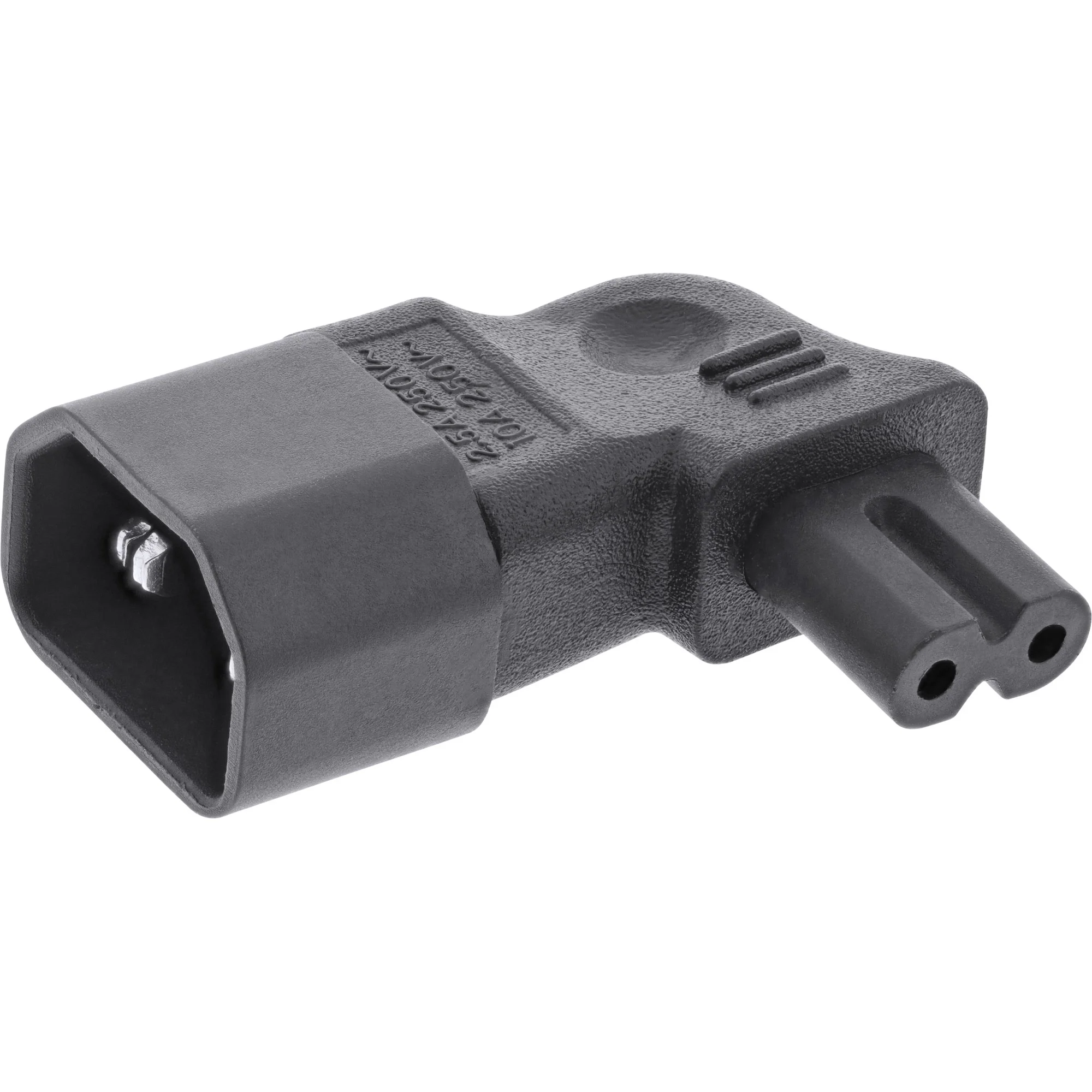 InLine Netzadapter IEC 60320 C14 / C7, L/R gewinkelt, 3pol. Kaltgeräte zu 2pol.