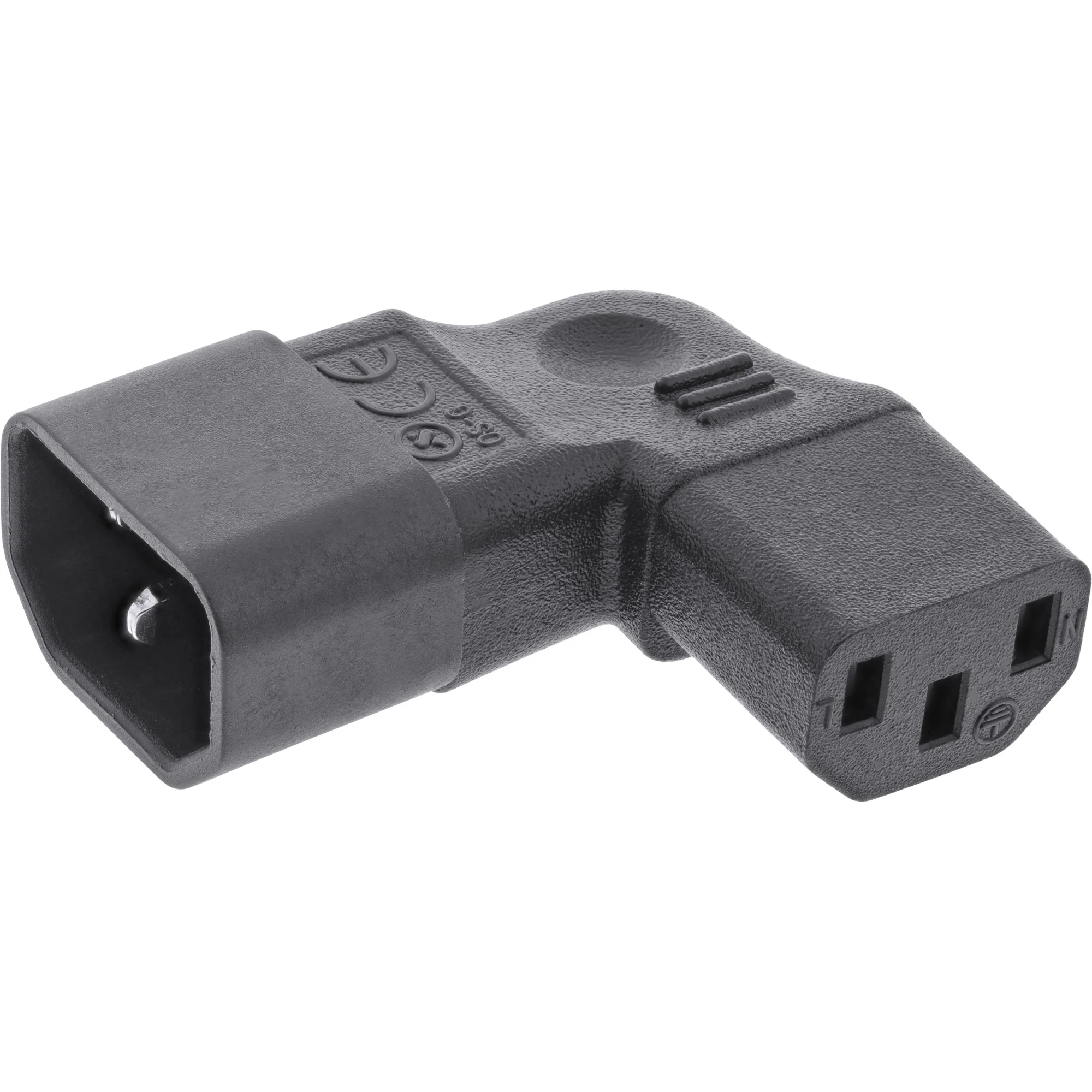 InLine Netzadapter IEC 60320 C14 / C13, L/R gewinkelt, 3pol. Kaltgeräte