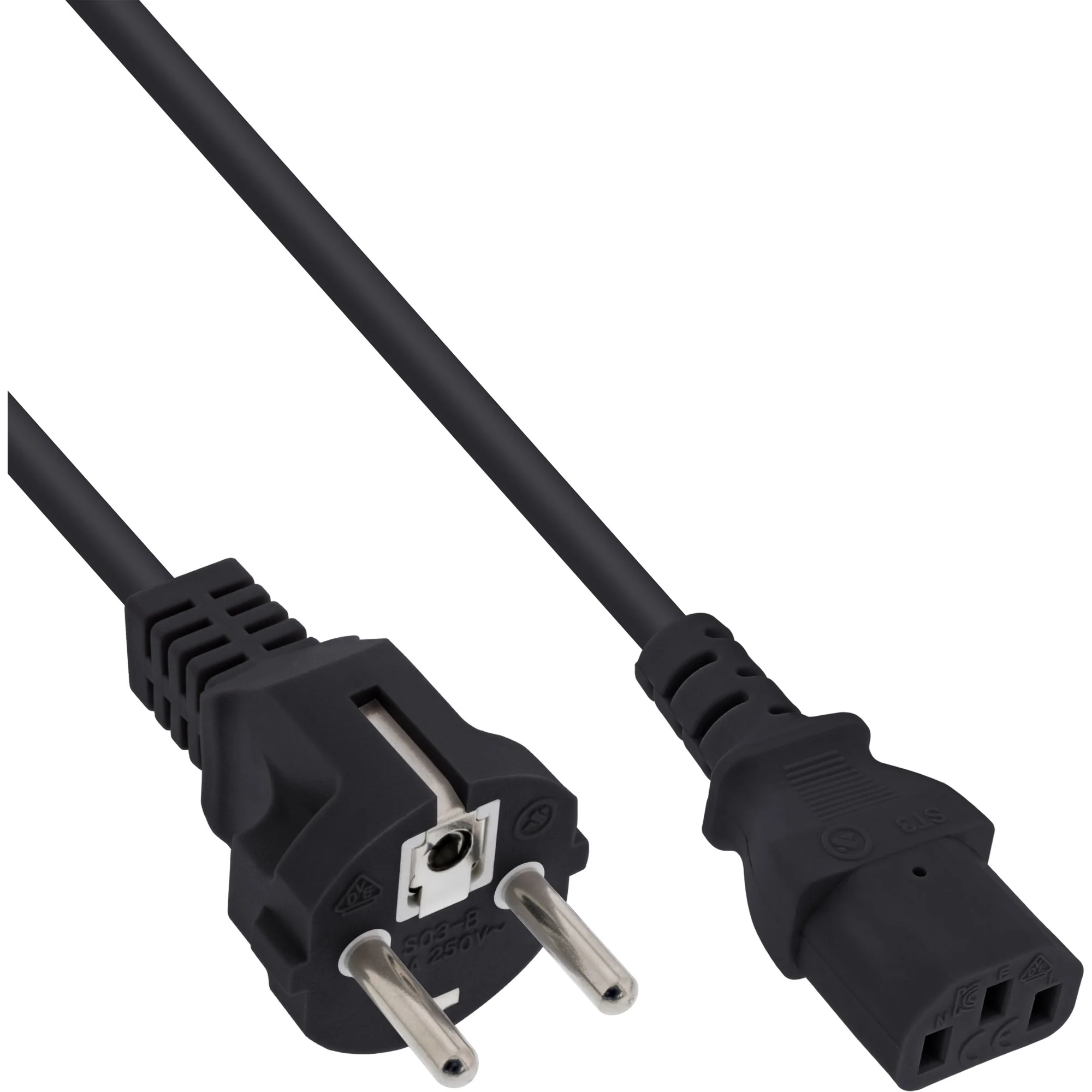InLine 35er Pack Bulk-Pack Netzkabel, Schutzkont. gerade auf Kaltgerätest. C13