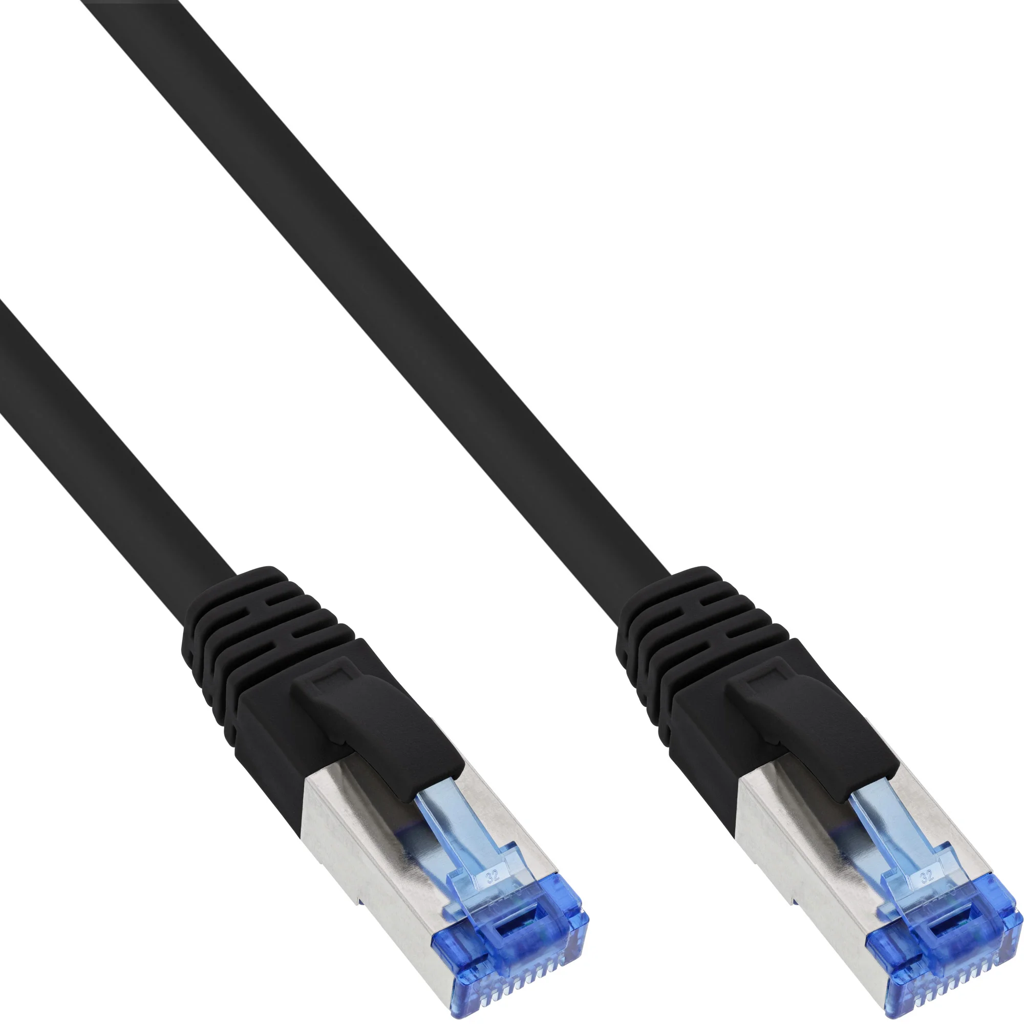 InLine 70er Bulk-Pack Patchkabel, S/FTP Cat.6A, halogenfrei, Kupfer, schwarz 1m