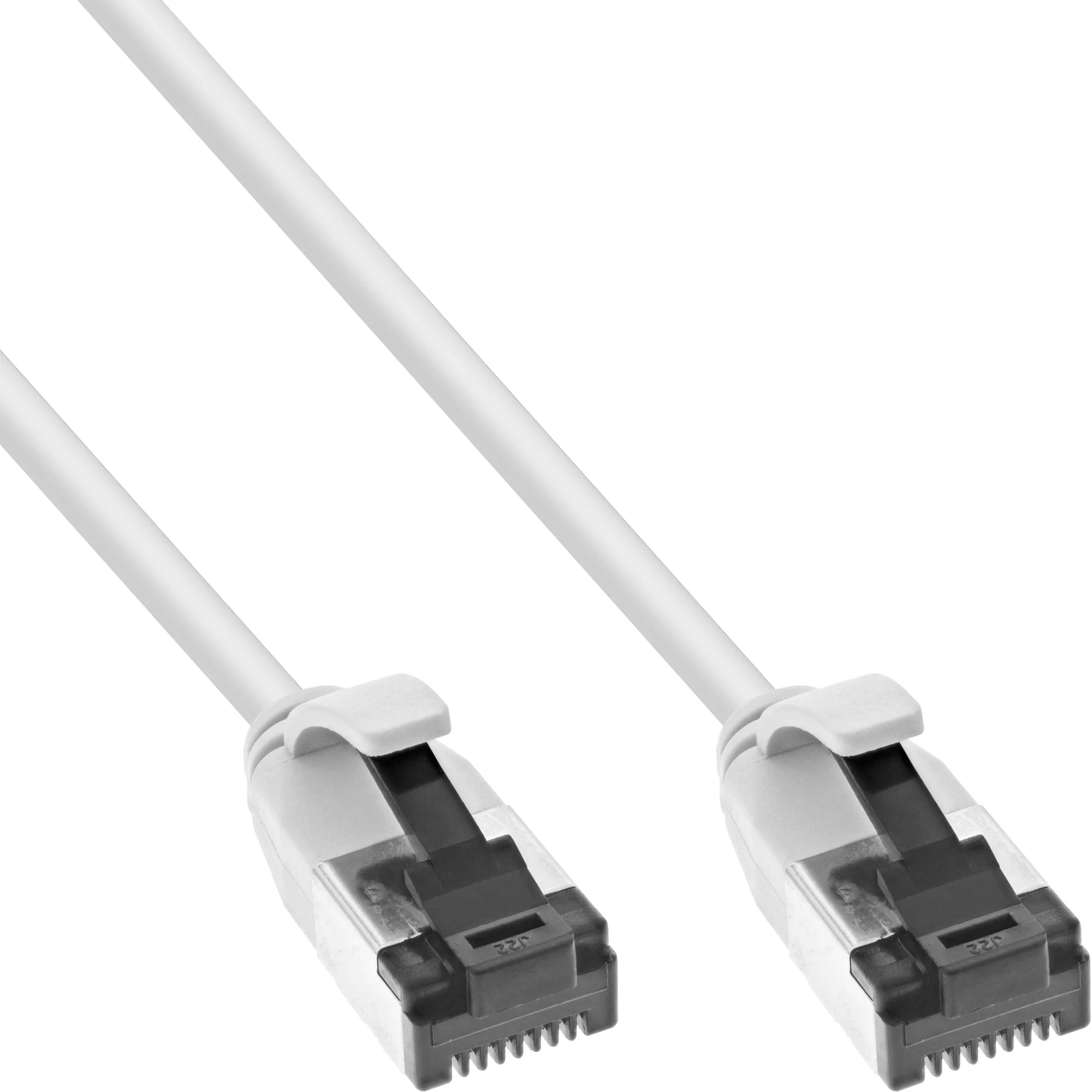 InLine Patchkabel slim, U/FTP, Cat.8.1, TPE halogenfrei, weiß, 0,25m