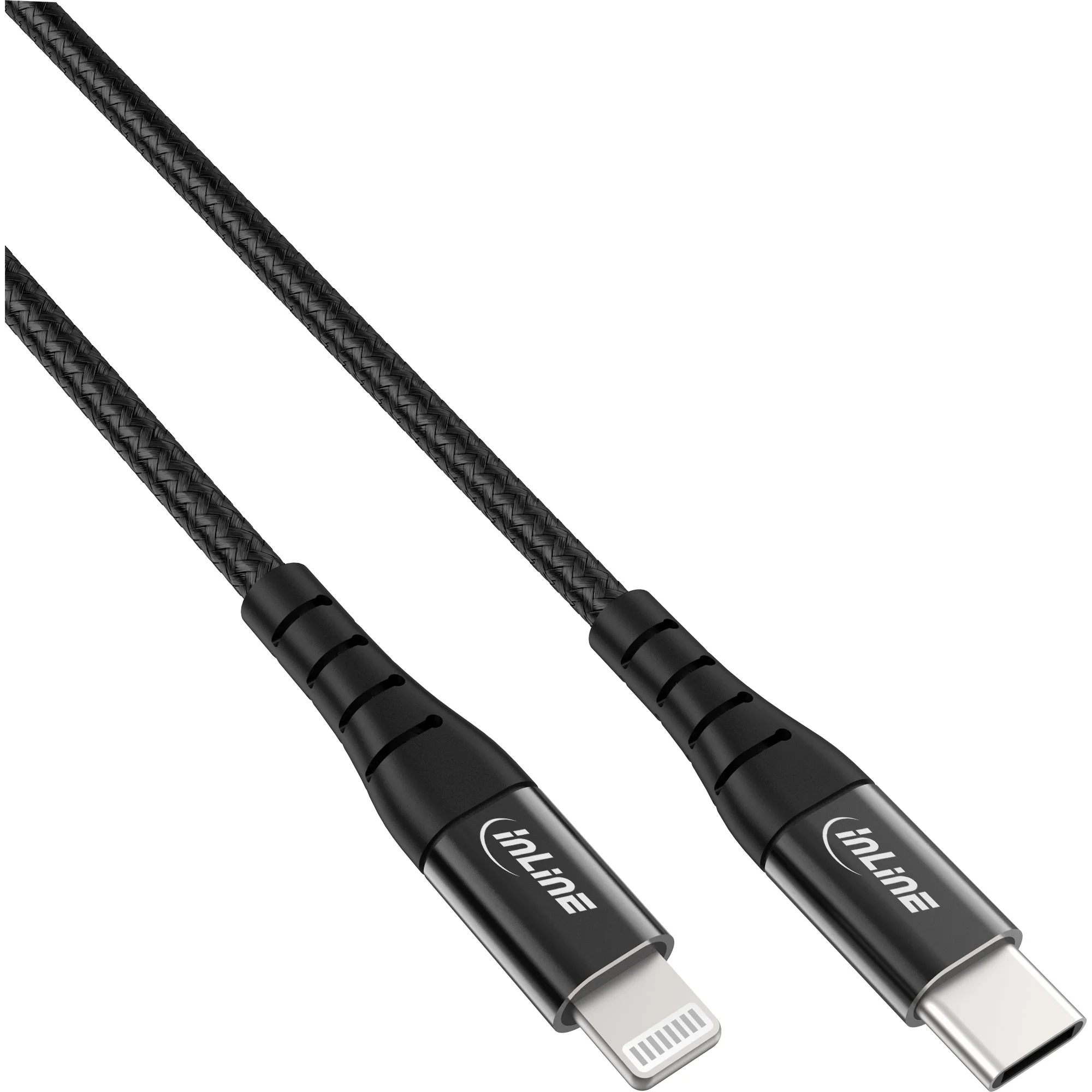 InLine USB-C Lightning Kabel, für iPad, iPhone, iPod, schwarz/Alu, 2m MFi-zerti