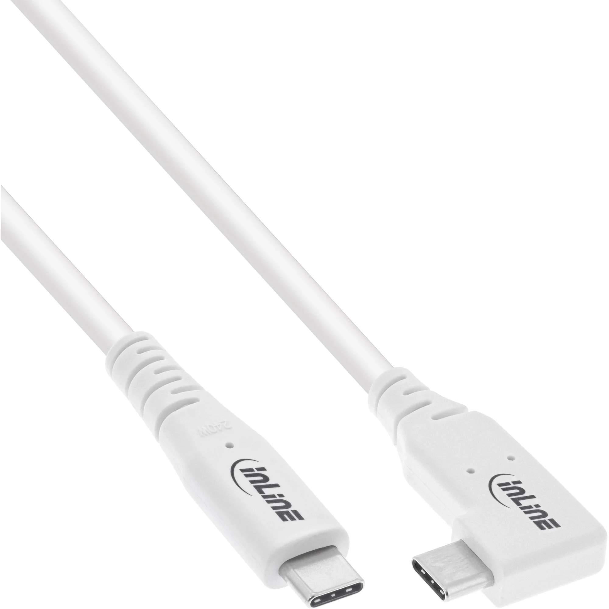 InLine USB4 Kabel, USB-C, einseitig gewinkelt, PD 240W, 8K60Hz, TPE, weiß, 1m