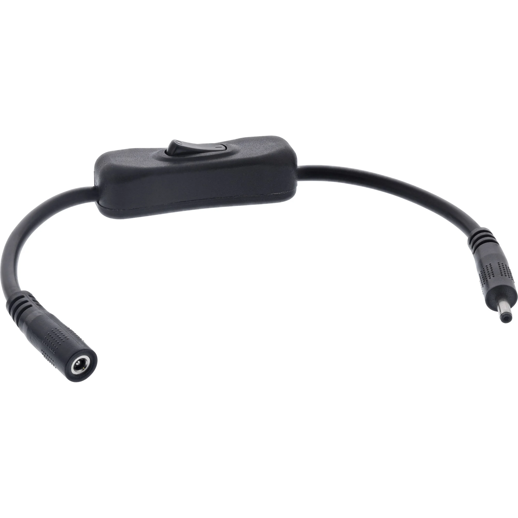 InLine DC Kabel mit Schalter, DC ST/BU 3,5x1,35mm, AWG 18, schwarz, 0,20m