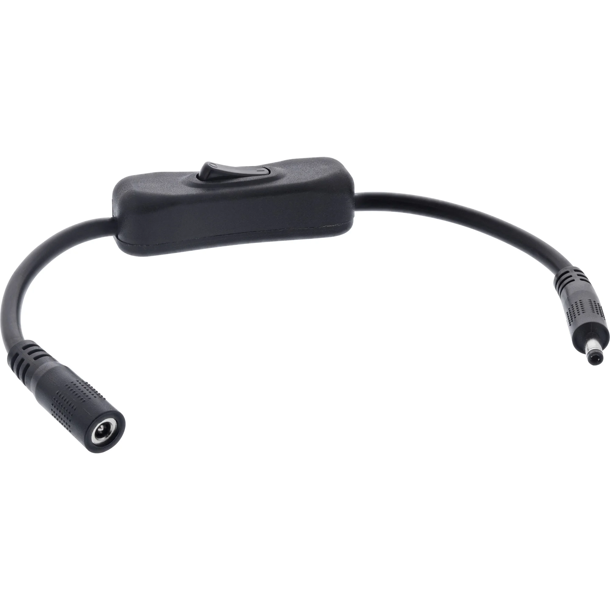 InLine DC Kabel mit Schalter, DC ST/BU 4,0x1,7mm, AWG 18, schwarz, 0,20m