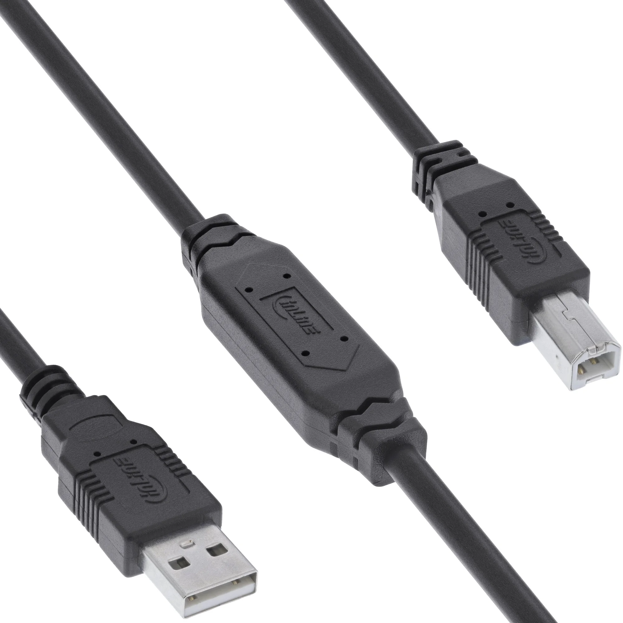 InLine USB 2.0 Aktiv-Kabel, USB-A Stecker zu USB-B Stecker, 15m