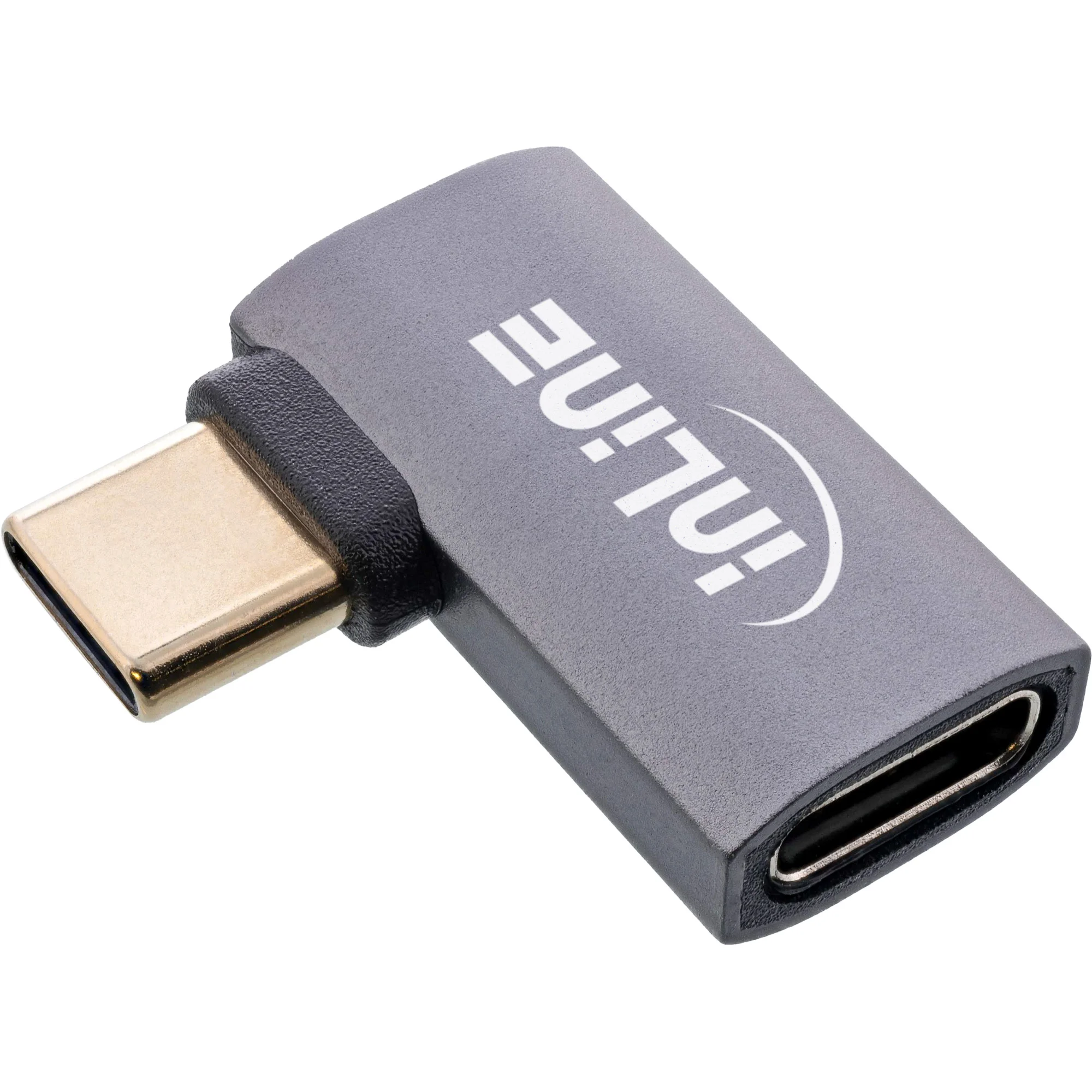 InLine USB4 Adapter, USB-C Stecker/Buchse rechts/links gewinkelt, Alu, grau