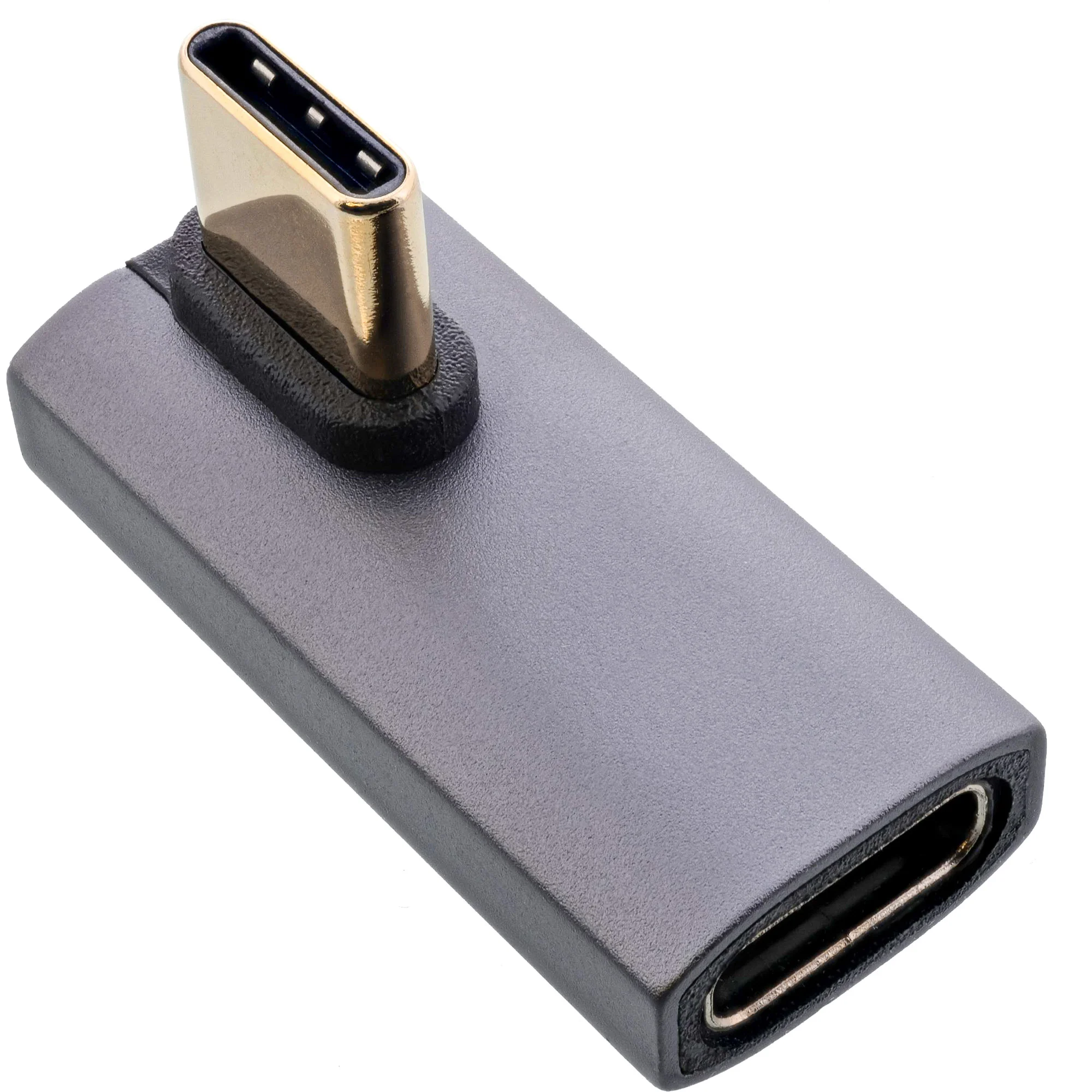 InLine USB4 Adapter, USB-C Stecker/Buchse vertikal rechts/links gewinkelt, grau