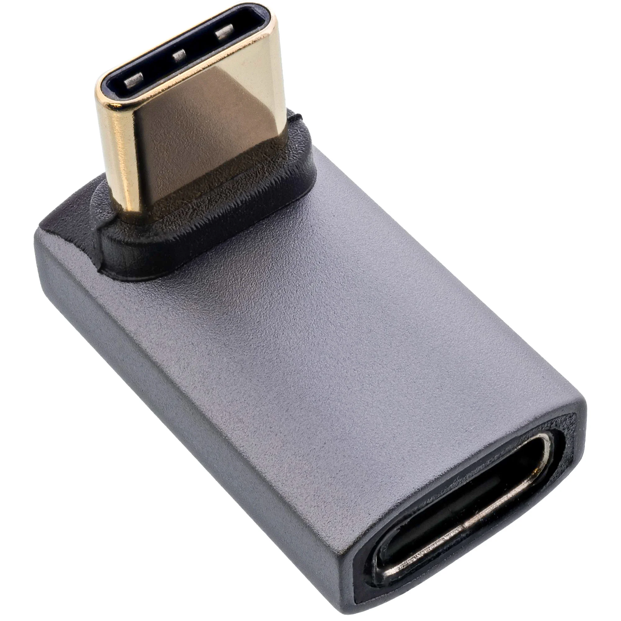 InLine USB4 Adapter, USB-C Stecker/Buchse oben/unten gewinkelt, Aluminium, grau