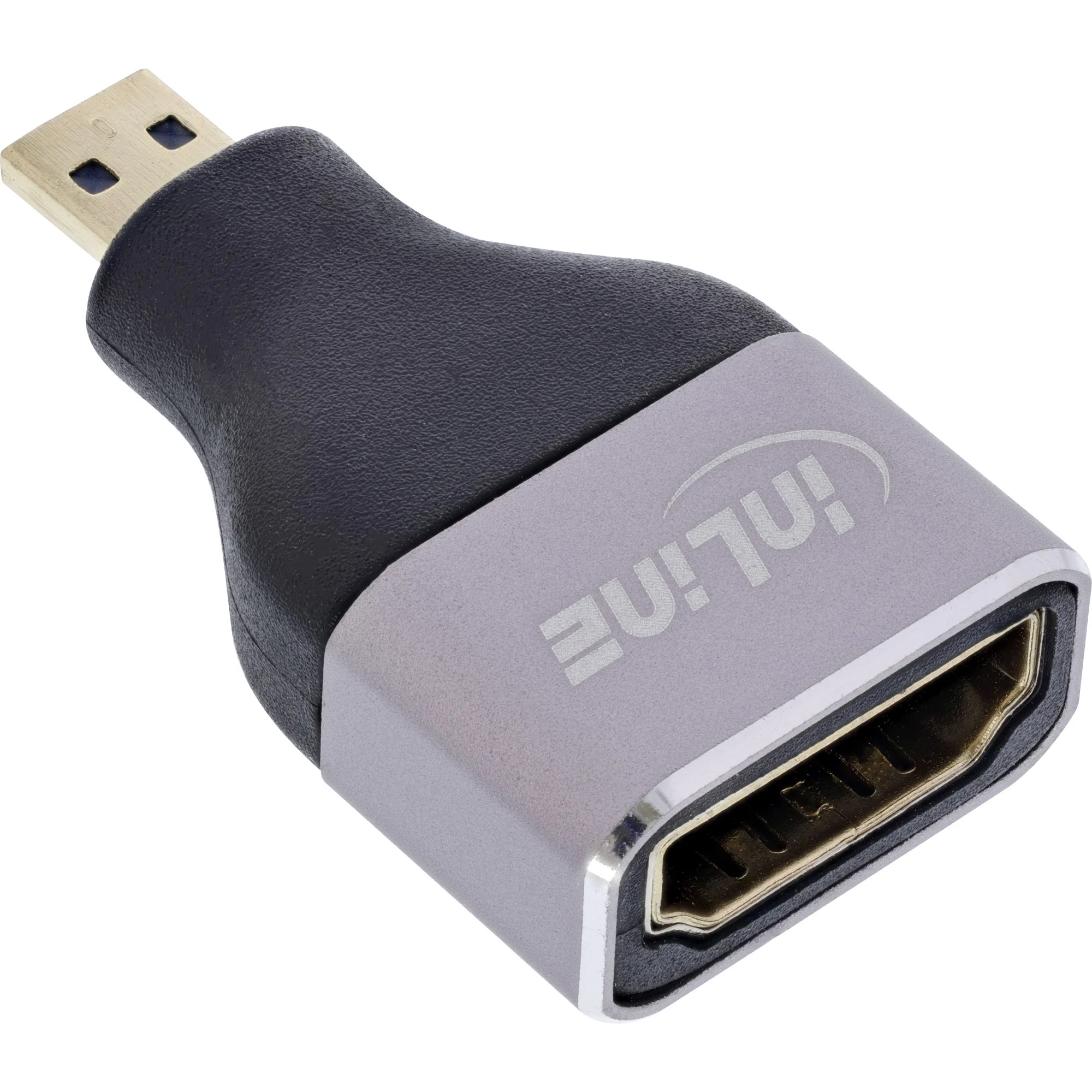 InLine 17991B Kabeladapter HDMI A Micro HDMI D Schwarz, Grau
