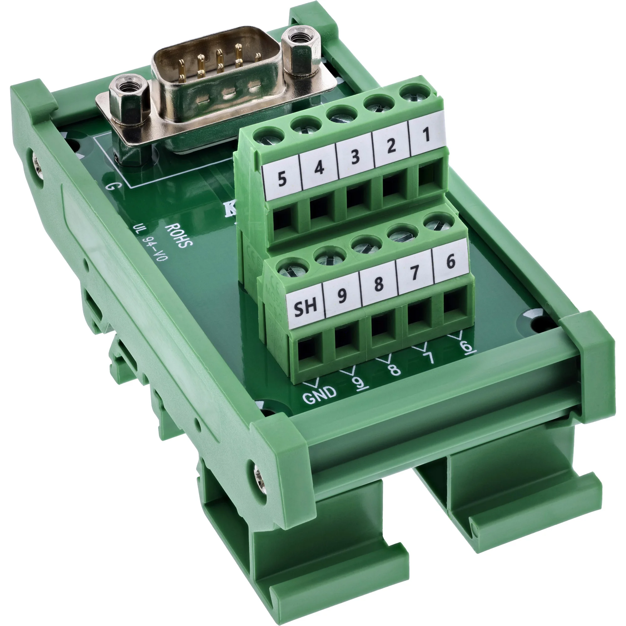 InLine 92501L Drahtverbinder Terminal block / D-Sub 9 Grün