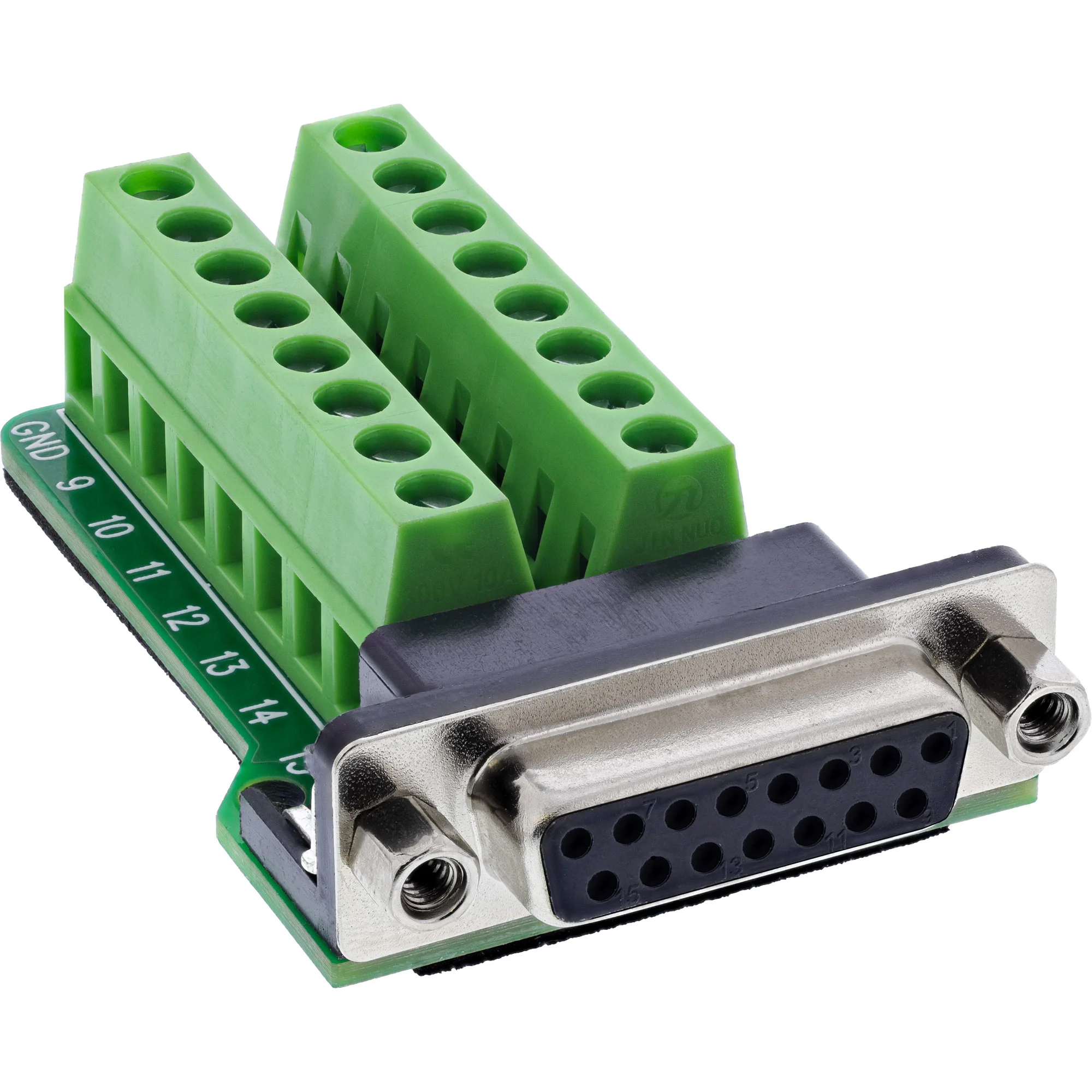 InLine 92502A Drahtverbinder Terminal block / D-Sub 15 Schwarz, Grün