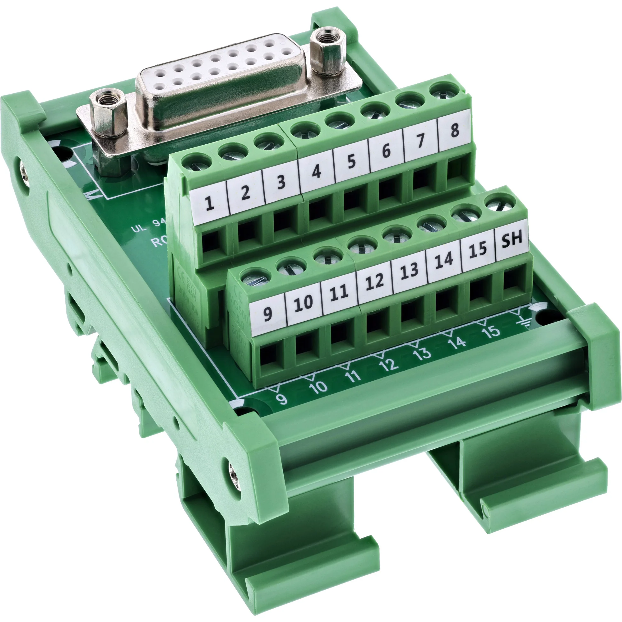 InLine 92502C Drahtverbinder Terminal block / D-Sub 15 Grün