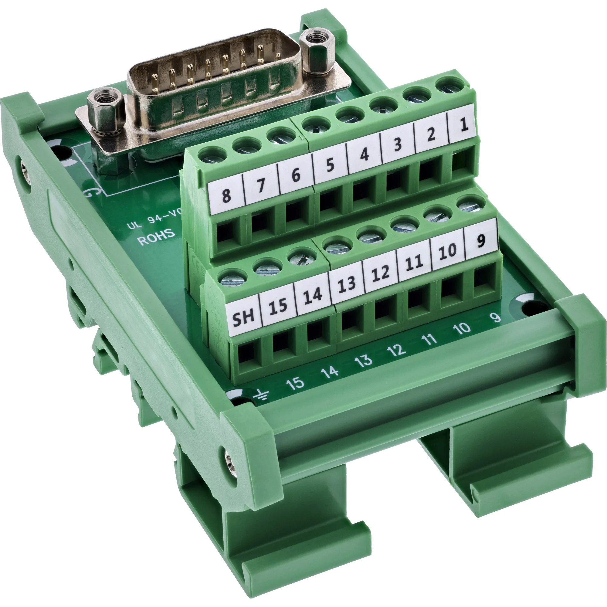InLine 92502D Drahtverbinder Terminal block / D-Sub 15 Grün
