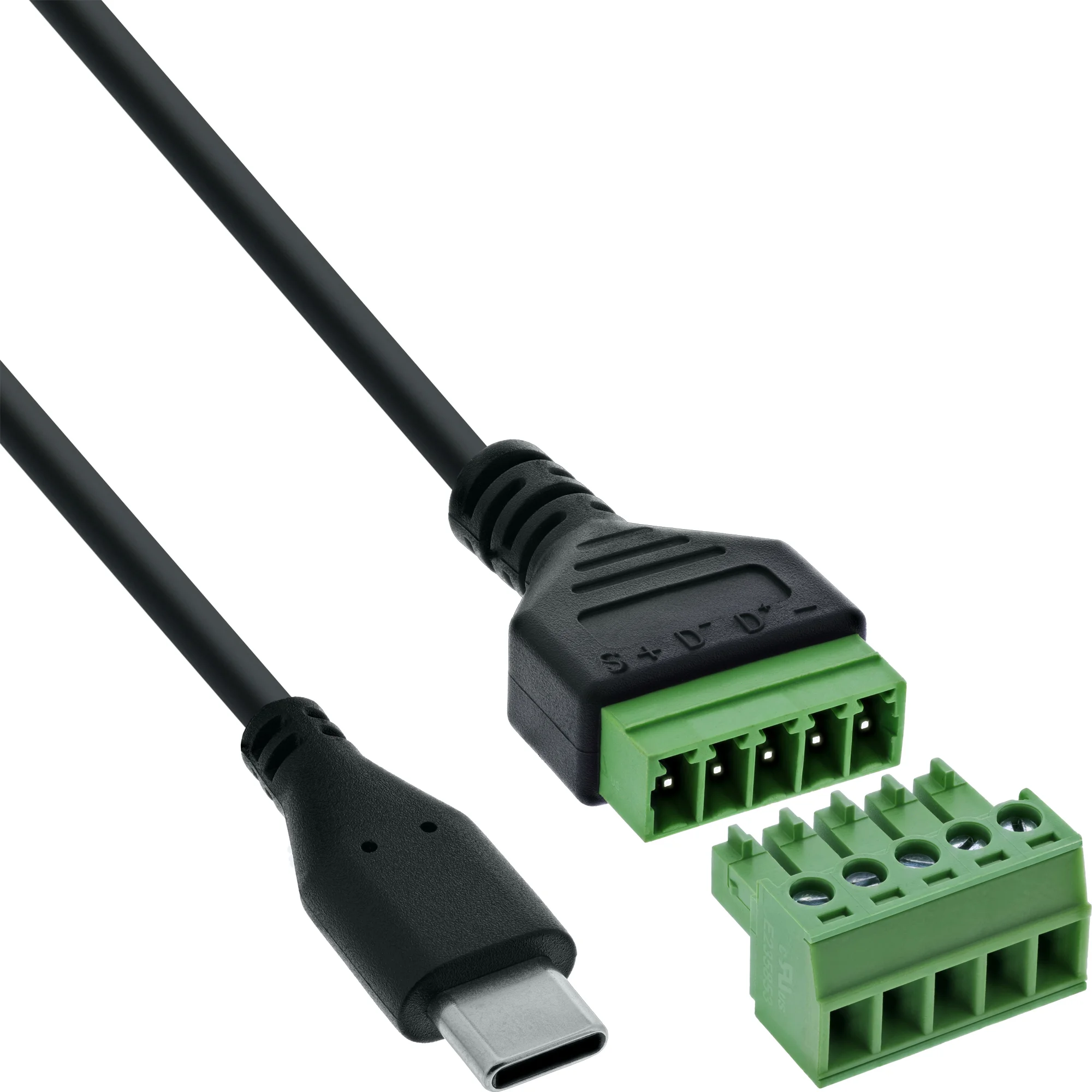 InLine 92504E Drahtverbinder USB-C / Terminalblock, 5-polig Schwarz, Grün