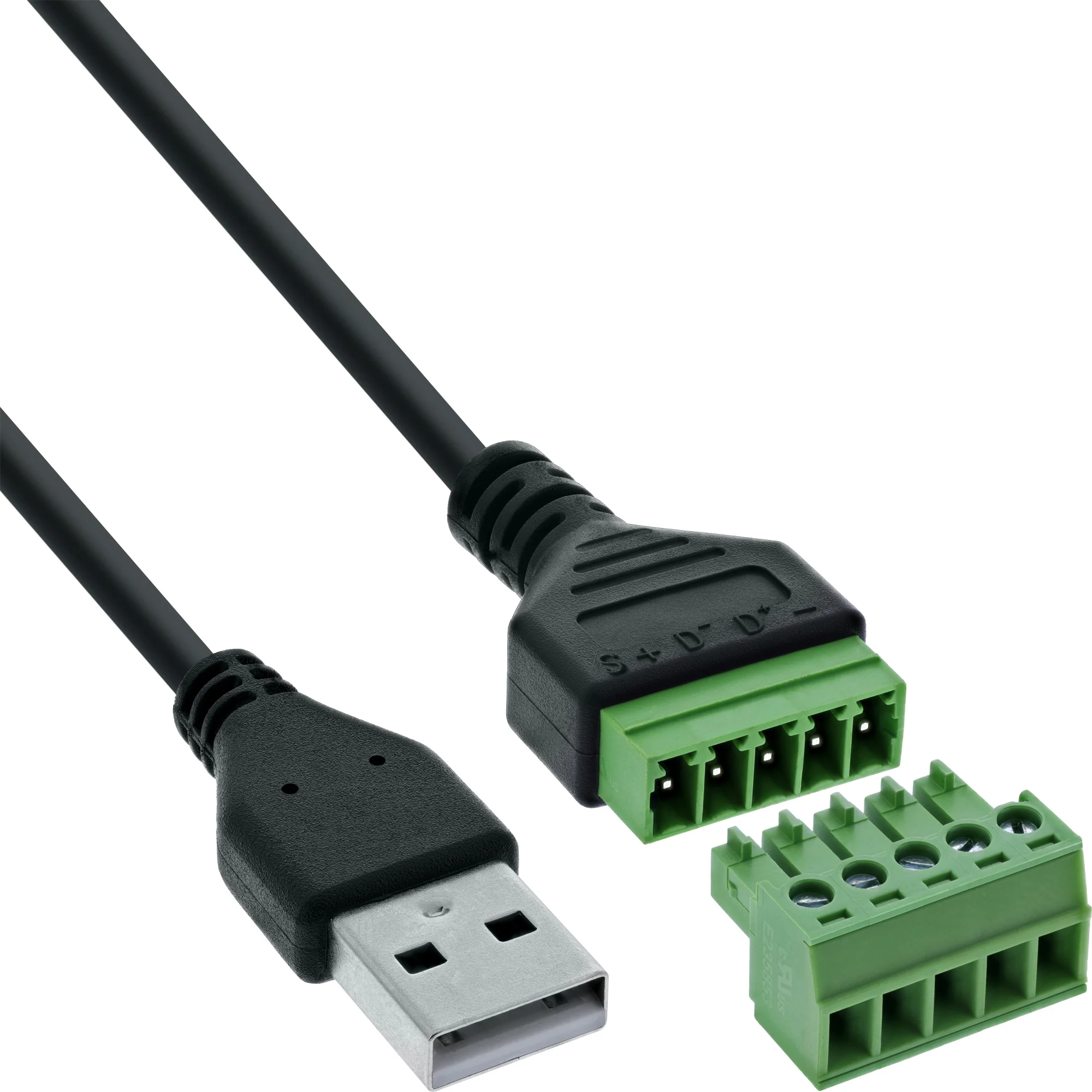 InLine 92504G Drahtverbinder USB-A / Terminalblock, 5-polig Schwarz, Grün