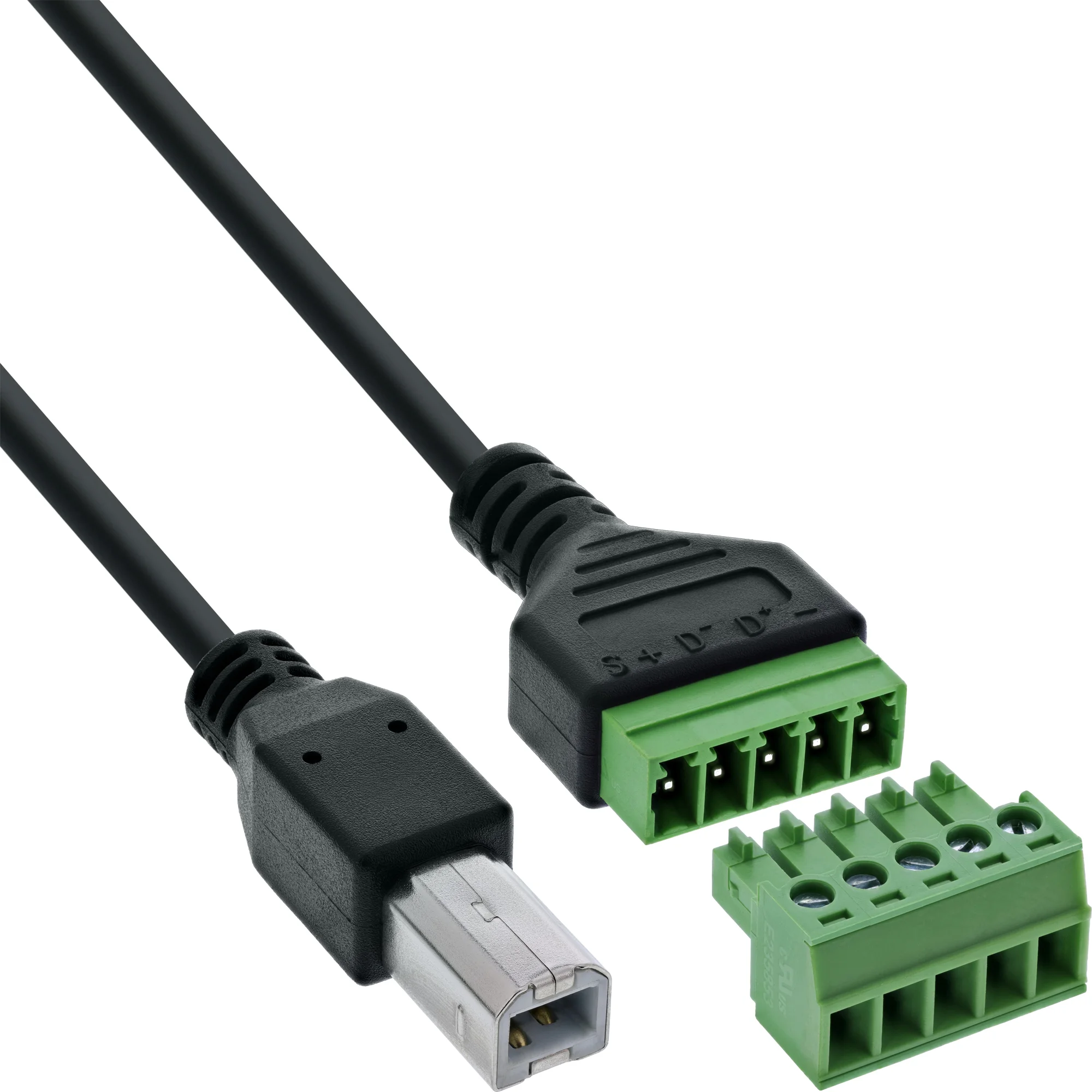 InLine 92504I Drahtverbinder USB-B / Terminalblock, 5-polig Schwarz, Grün