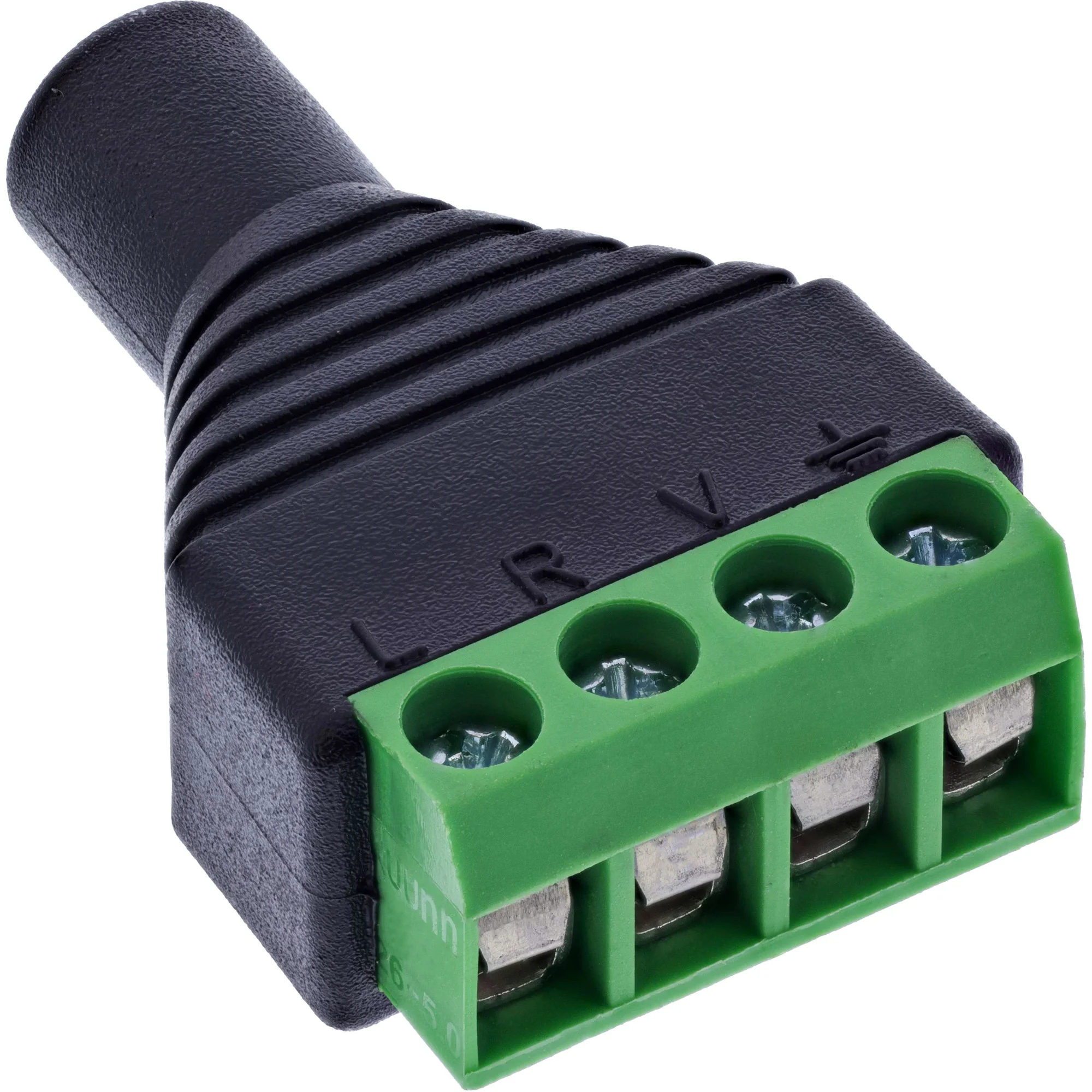 InLine 92504K Drahtverbinder 3,5 mm Klinke 4-pol TRRS / Terminalblock 4 Klemmen Schwarz, Grün