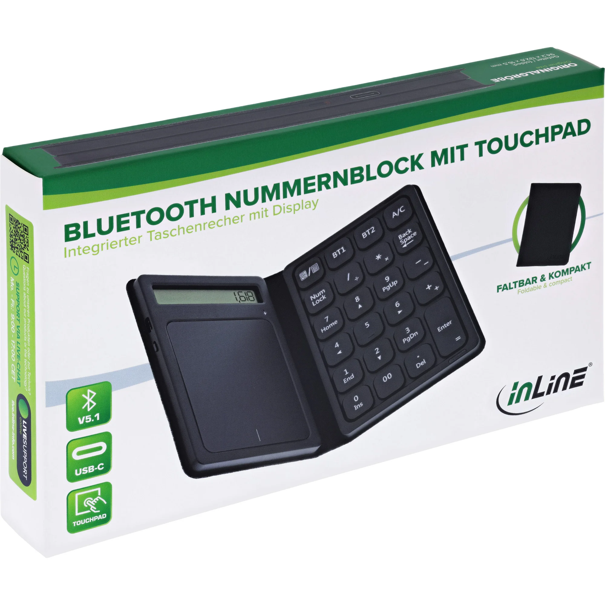InLine 55379G Tastatur Universal Bluetooth Nein Schwarz