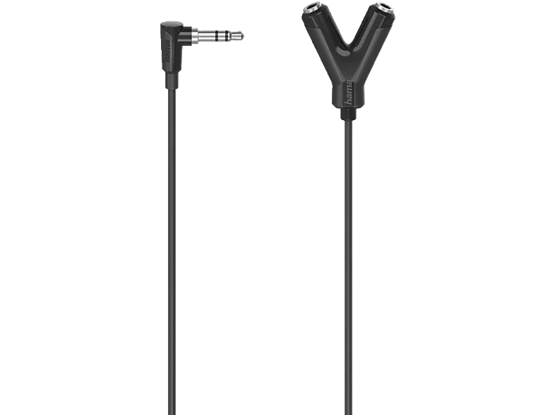 HAMA 3.5-mm-Klinken-Stecker auf 2 x 3.5-mm-Klinken-Kupplung, Adapter, 0,12 m