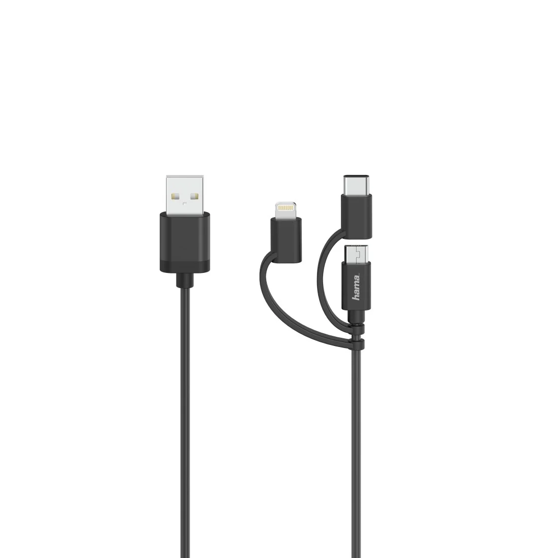 Hama 00200617 USB Kabel USB 2.0 0,75 m USB A USB C/Micro USB A/Lightning 0,48 Gbit/s Schwarz
