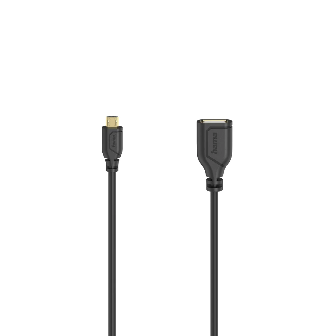 Hama Flexi-Slim USB Kabel USB 2.0 0,15 m Micro-USB A USB A 0,48 Gbit/s Schwarz