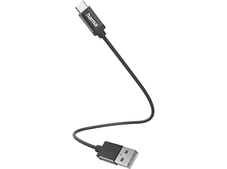 HAMA USB-A auf USB-C, Ladekabel, 0,2 m, Schwarz