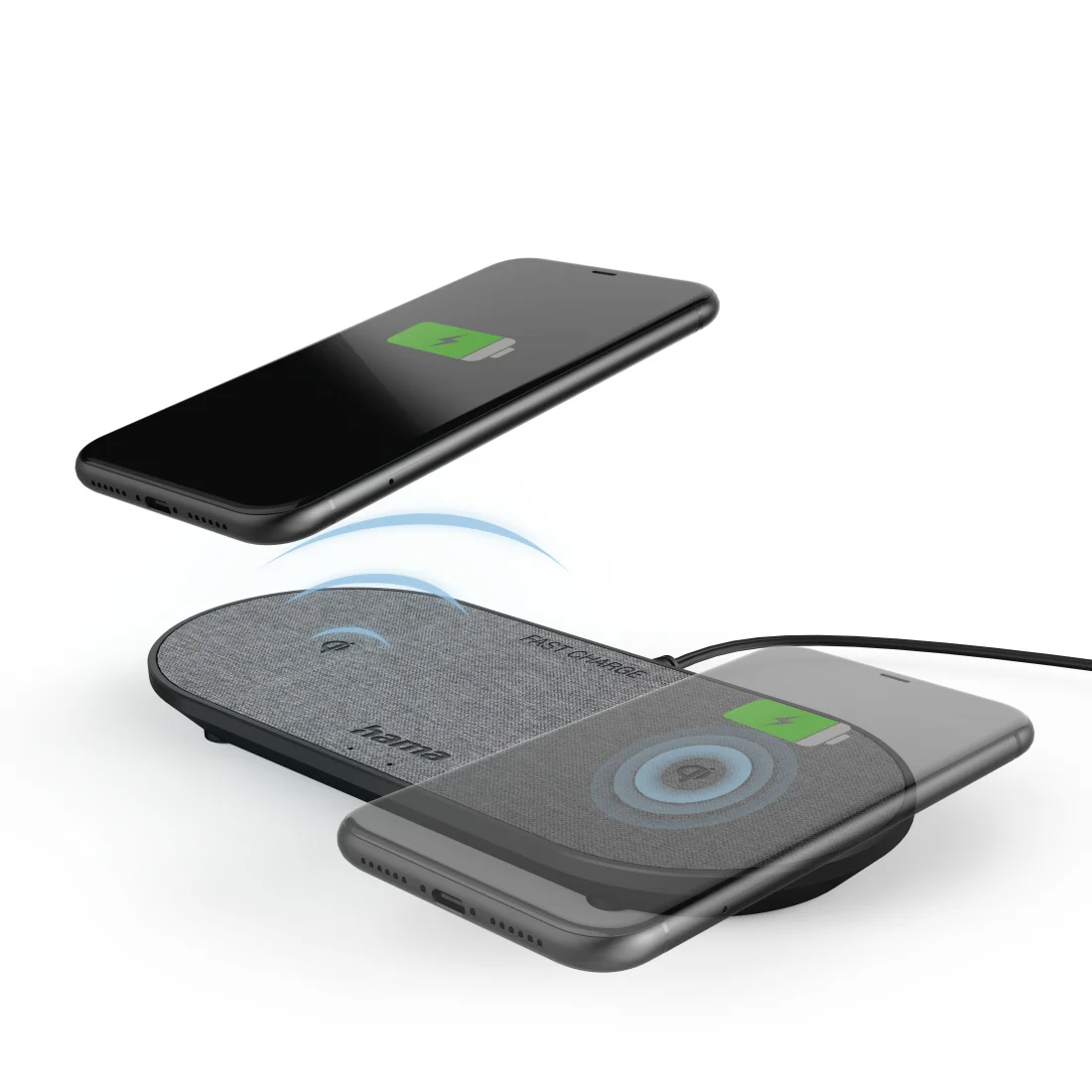Hama QI-FC10 DUO Smartphone Schwarz AC Kabelloses Aufladen Schnellladung Drinnen