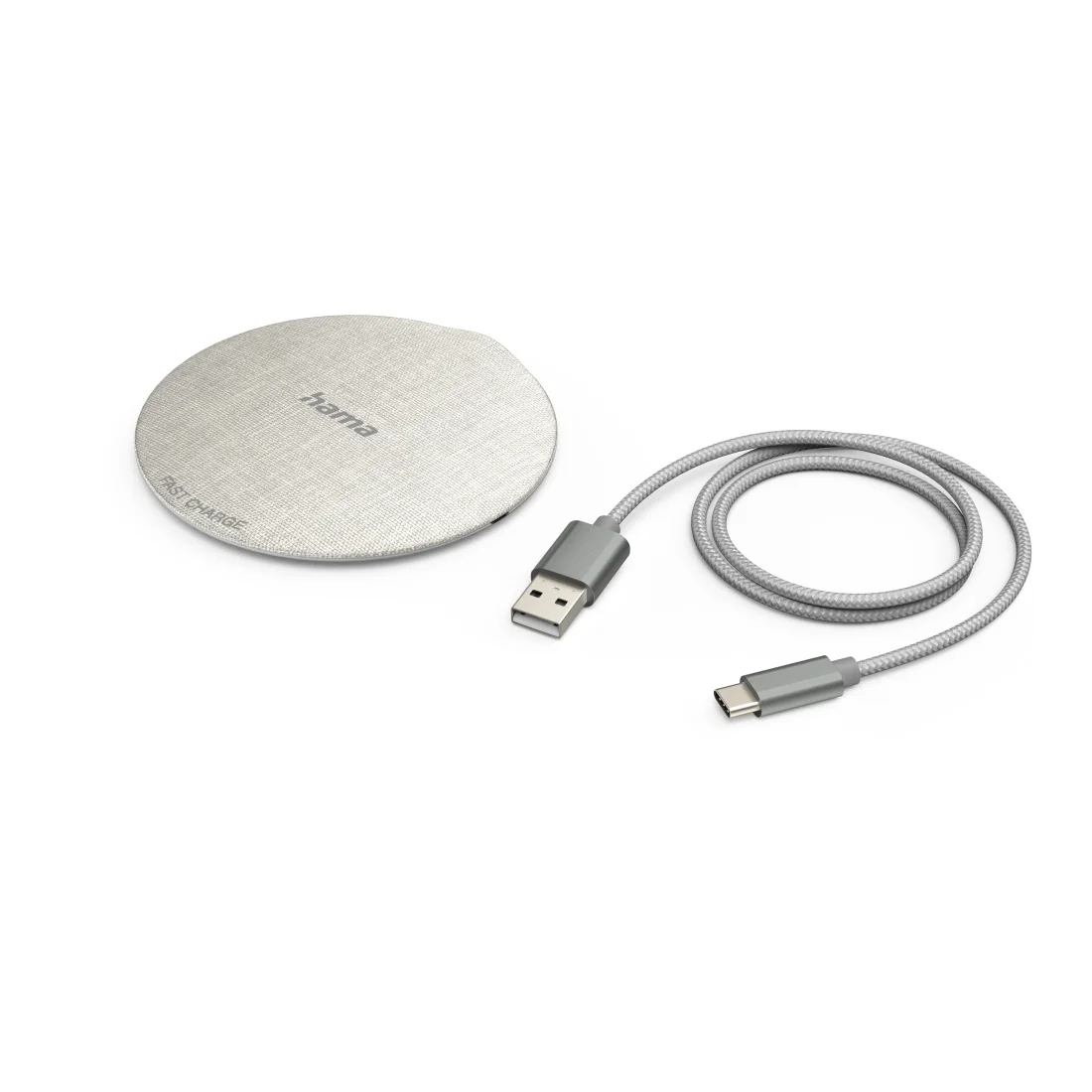 Hama QI-FC10 Metal Handy, Smartphone Cremefarben, Grau USB Kabelloses Aufladen Schnellladung Drinnen