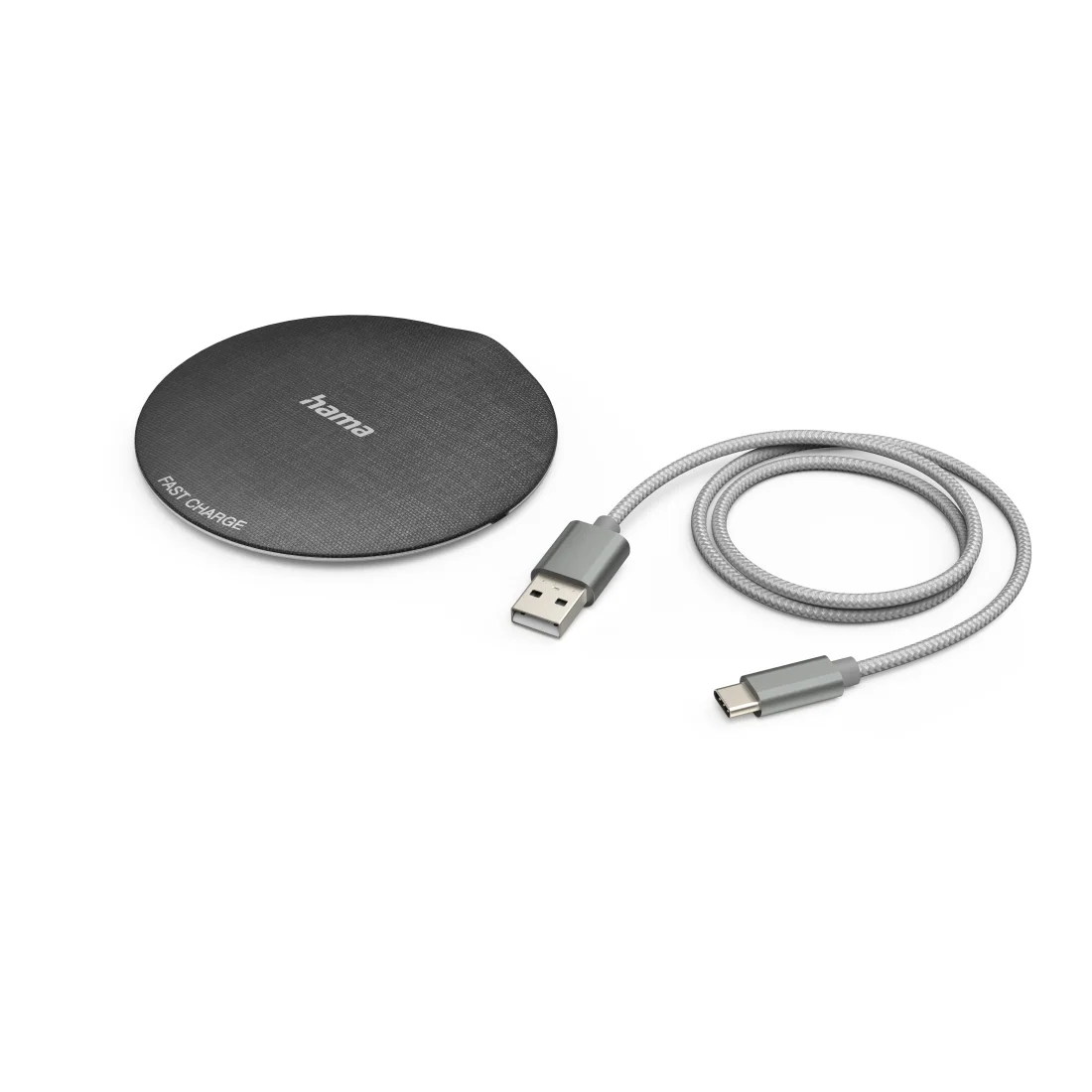 Hama QI-FC10 Metal Handy, Smartphone Schwarz, Silber USB Kabelloses Aufladen Schnellladung Drinnen