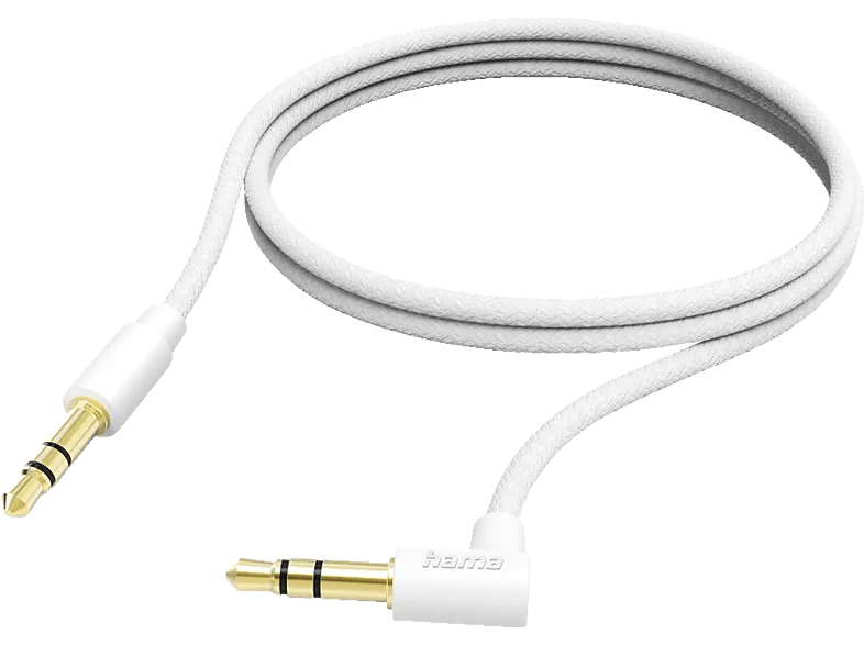 HAMA 1 m 3.5 mm Klinke auf mit 90° Winkelstecker Audiokabel Weiß