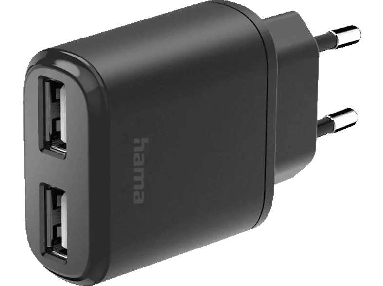 HAMA 2x USB-A Ladegerät Universal, 5 Volt 12 Watt, Schwarz