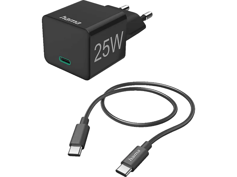 HAMA USB-C, PD/QC Ladeset Universal, 3.3 - 11 Volt 25 Watt, Schwarz
