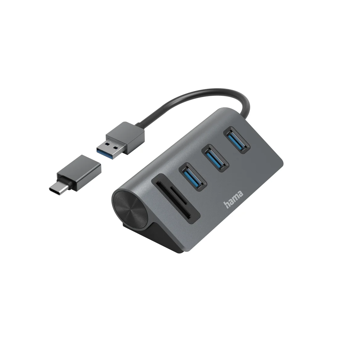 Hama 00200140 laptop-dockingstation & portreplikator USB 3.2 Gen 1 (3.1 Gen 1) Type-A Anthrazit, Schwarz
