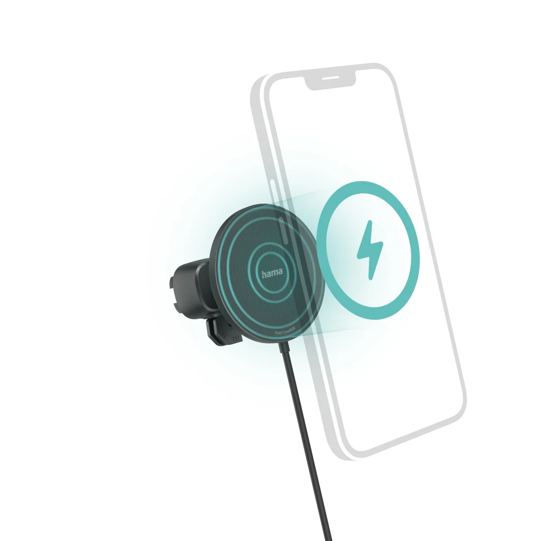Hama MagCharge Car FC15 Smartphone Schwarz Zigarettenanzünder Kabelloses Aufladen Schnellladung Auto