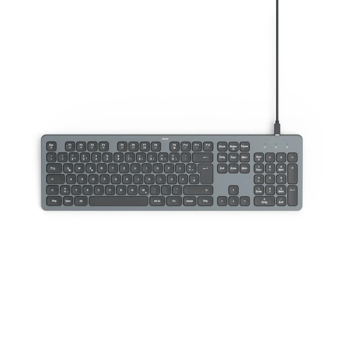 Hama CK-400 Tastatur Heimbüro USB QWERTZ Deutsch Schwarz, Dunkles Grau