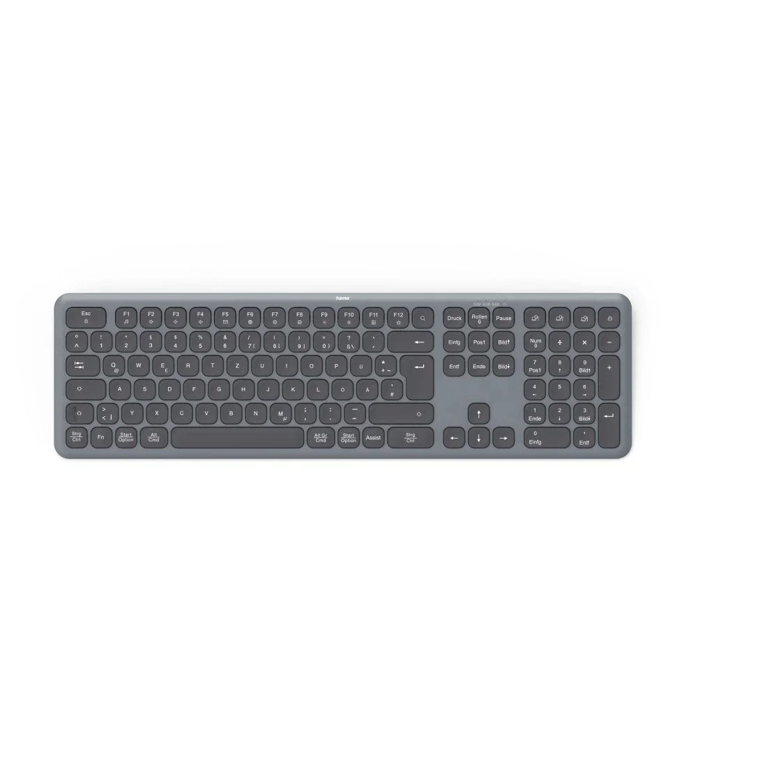 Hama WK-550 Tastatur Heimbüro RF Wireless + Bluetooth QWERTZ Deutsch Schwarz, Dunkles Grau