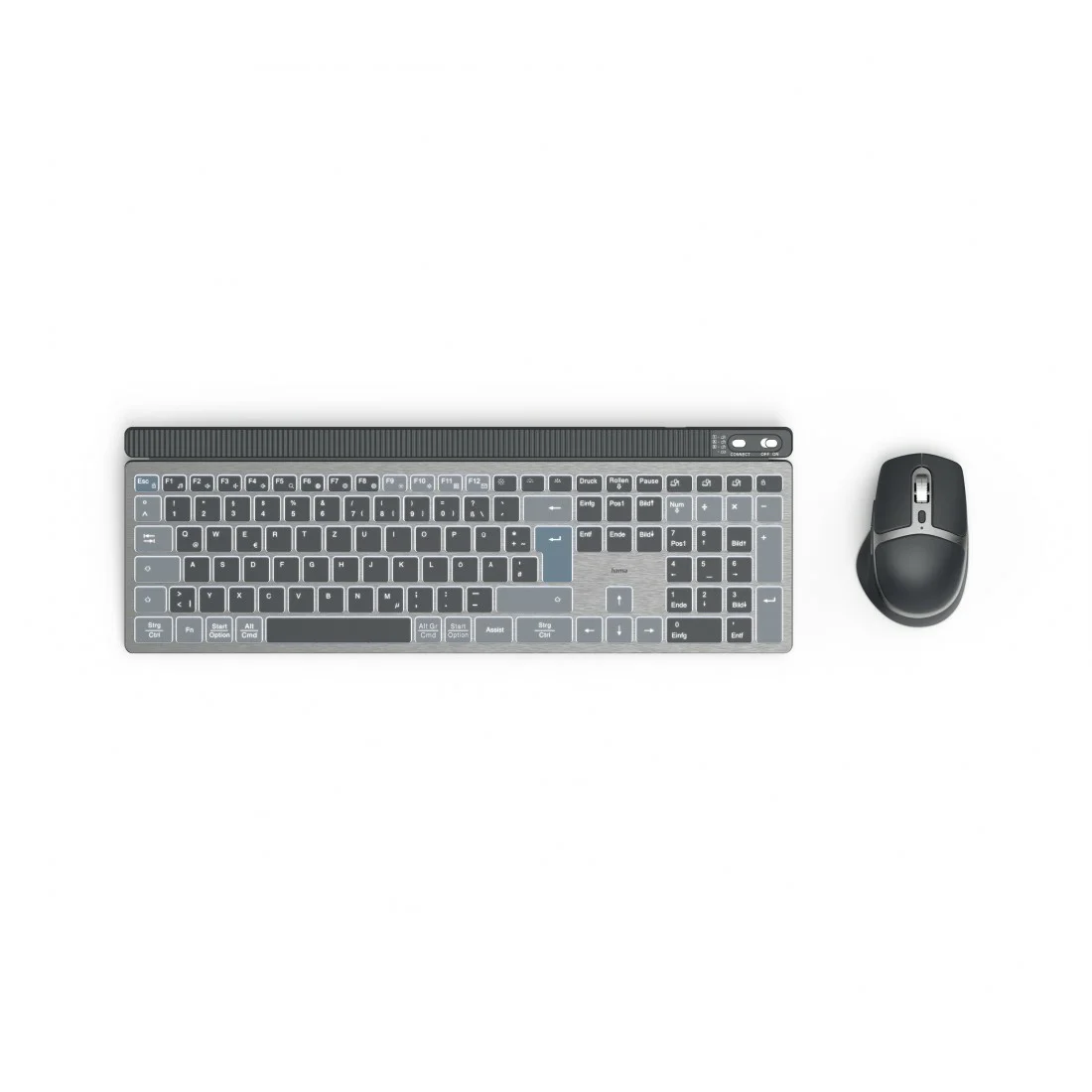 Hama WKM-750 Tastatur Maus enthalten Heimbüro Bluetooth QWERTZ Deutsch Anthrazit, Schwarz, Blau