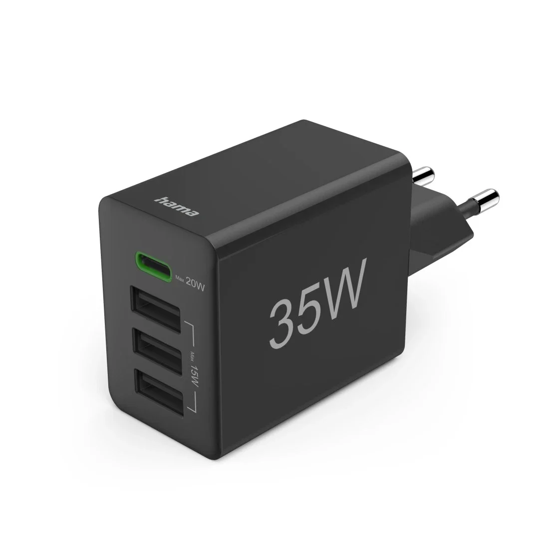 Hama 00201990 Ladegerät für Mobilgeräte Kopfhörer, Powerbank, Smartphone, Tablets Schwarz AC Schnellladung Drinnen