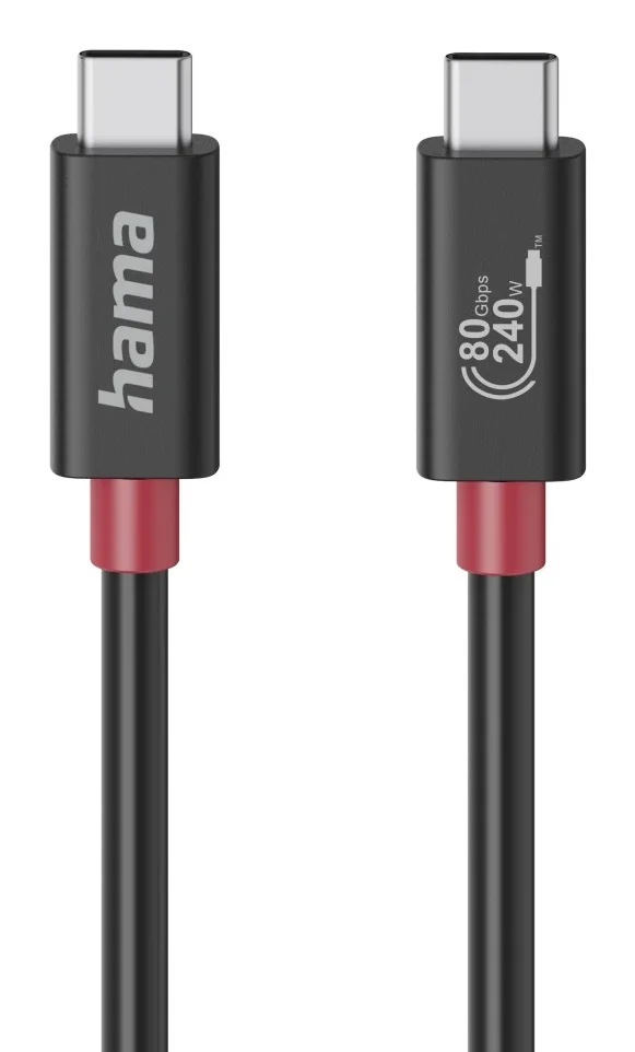 Hama 00200799 USB Kabel USB4 Gen 4x2 1 m USB C 80000 Gbit/s 240 W Schwarz