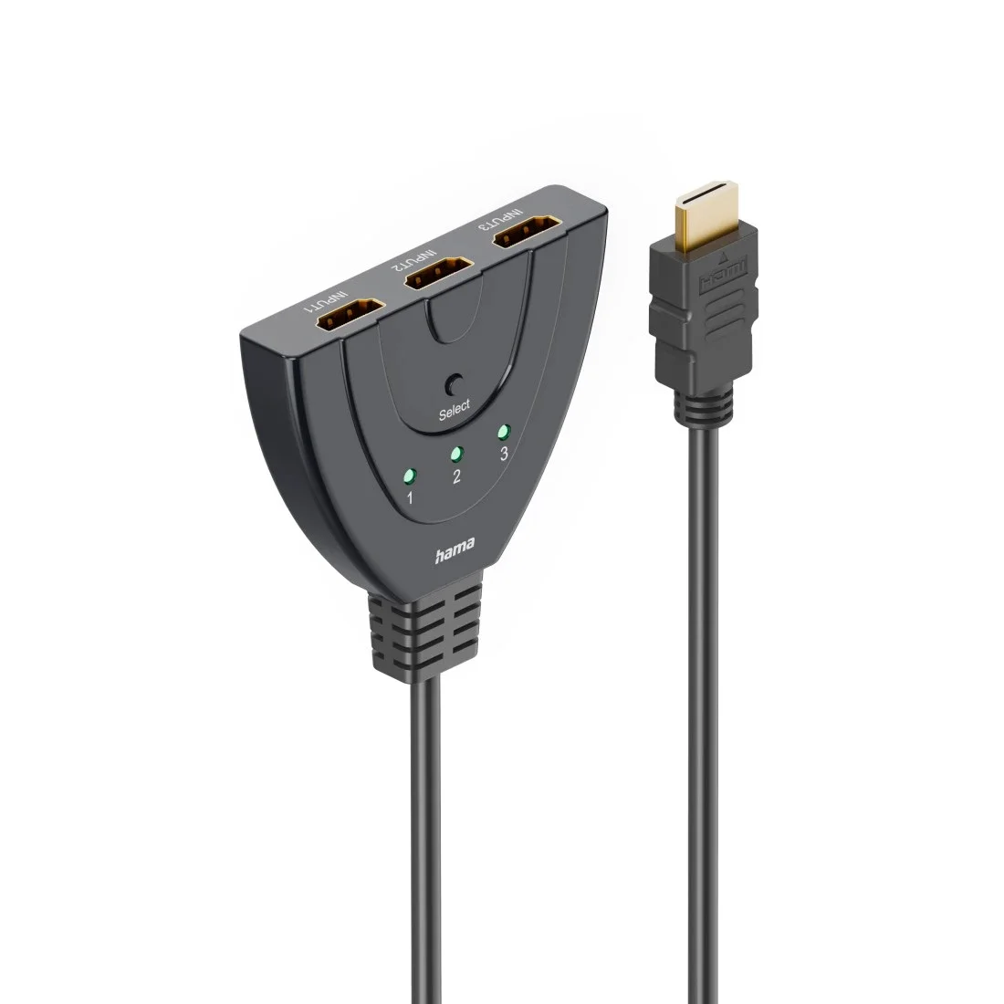 Hama 00205101 HDMI-Kabel 0,55 m HDMI Typ A (Standard) 3 x HDMI Type A (Standard) Schwarz