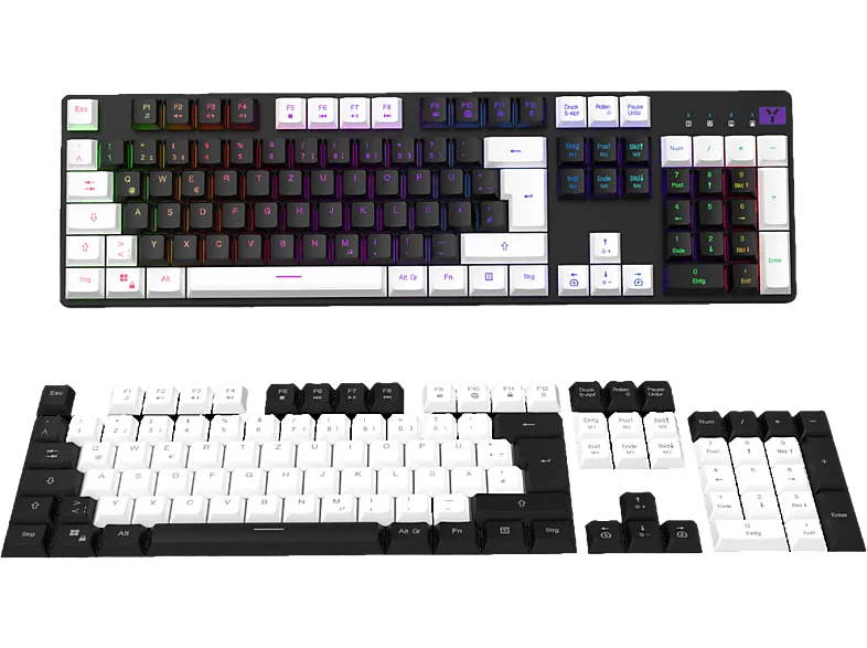 ISY IGK-6000, Gaming Tastatur, Mechanisch, Outemu Red, Kabelgebunden, Schwarz/Weiß