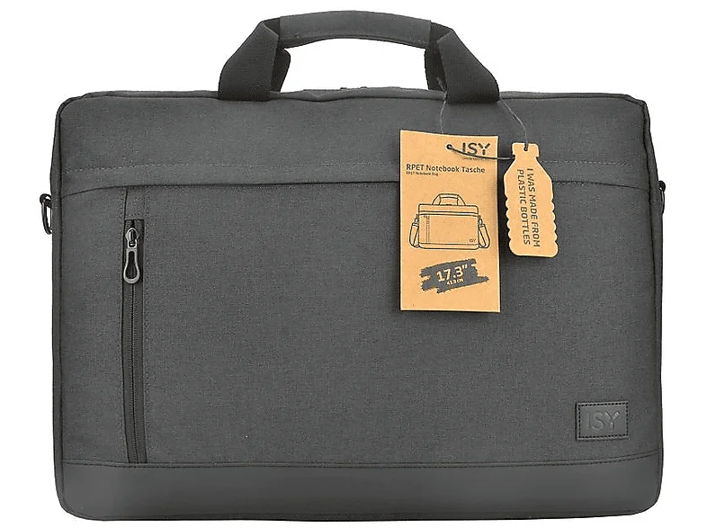 ISY INB 2173-1-BK Notebooktasche Umhängetasche für Universal recyceltes Polyethylenterephthalat, Schwarz