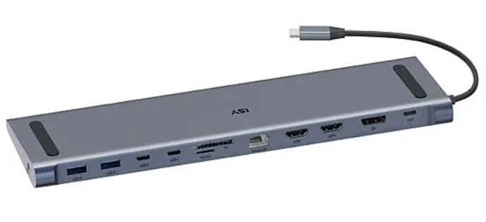 ISY IDO-1100 laptop-dockingstation & portreplikator Kabelgebunden USB 3.2 Gen 1 (3.1 Gen 1) Type-C Silber